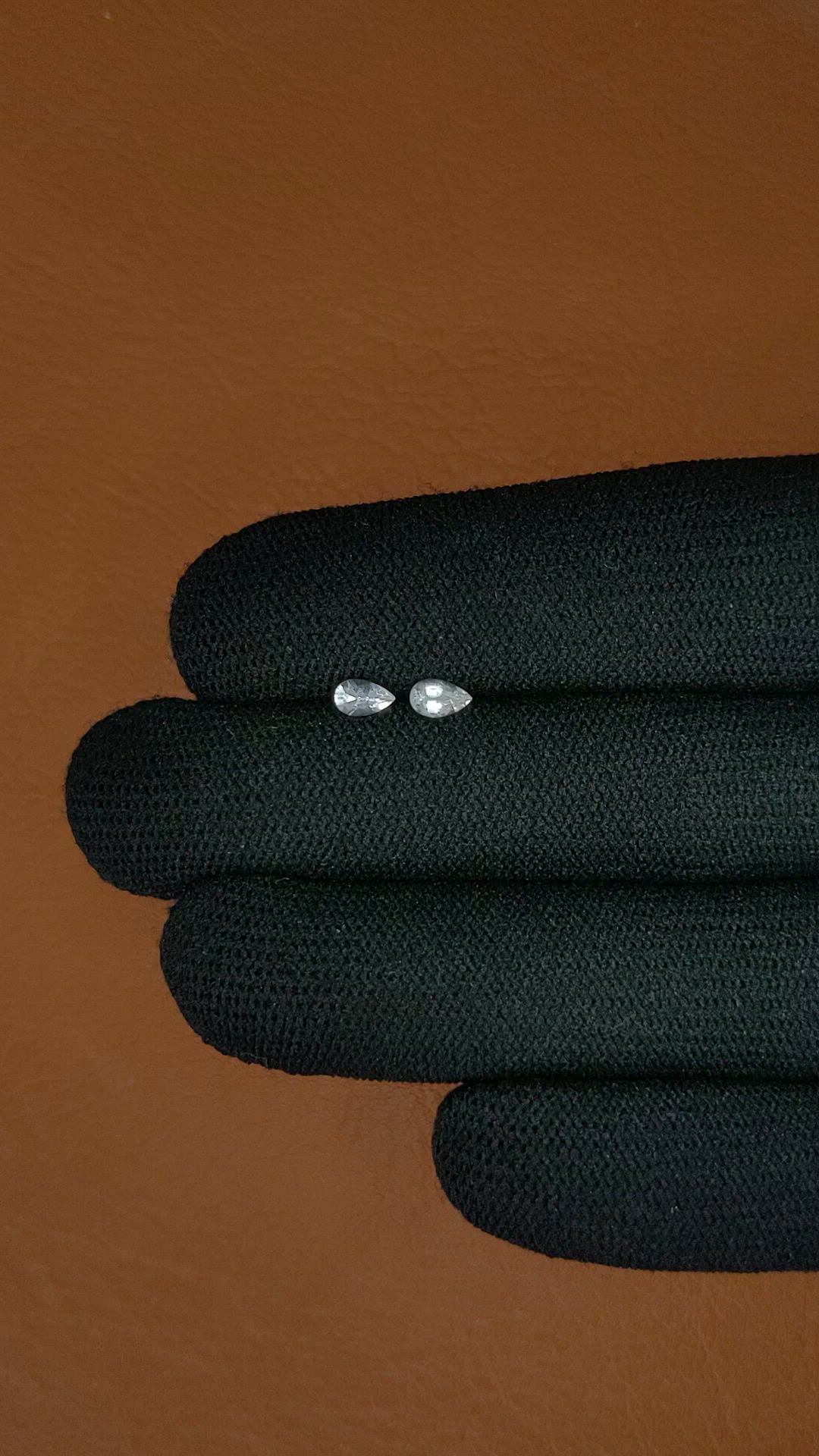 0.53 Ct.Tw.Total Carat Weight White Sapphire Pair from Ceylon (Sri Lanka) Size Video