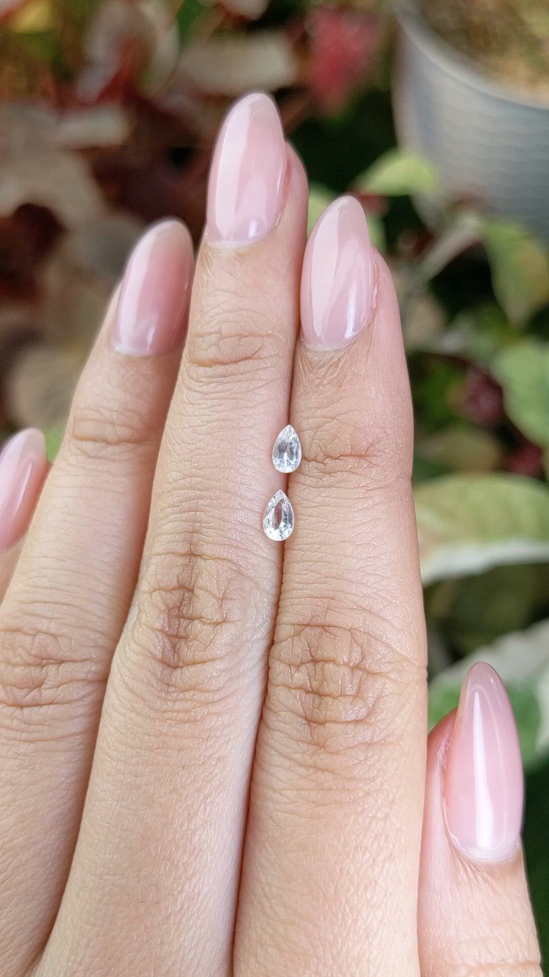 0.53 Ct.Tw.Total Carat Weight White Sapphire Pair from Ceylon (Sri Lanka) Size Video