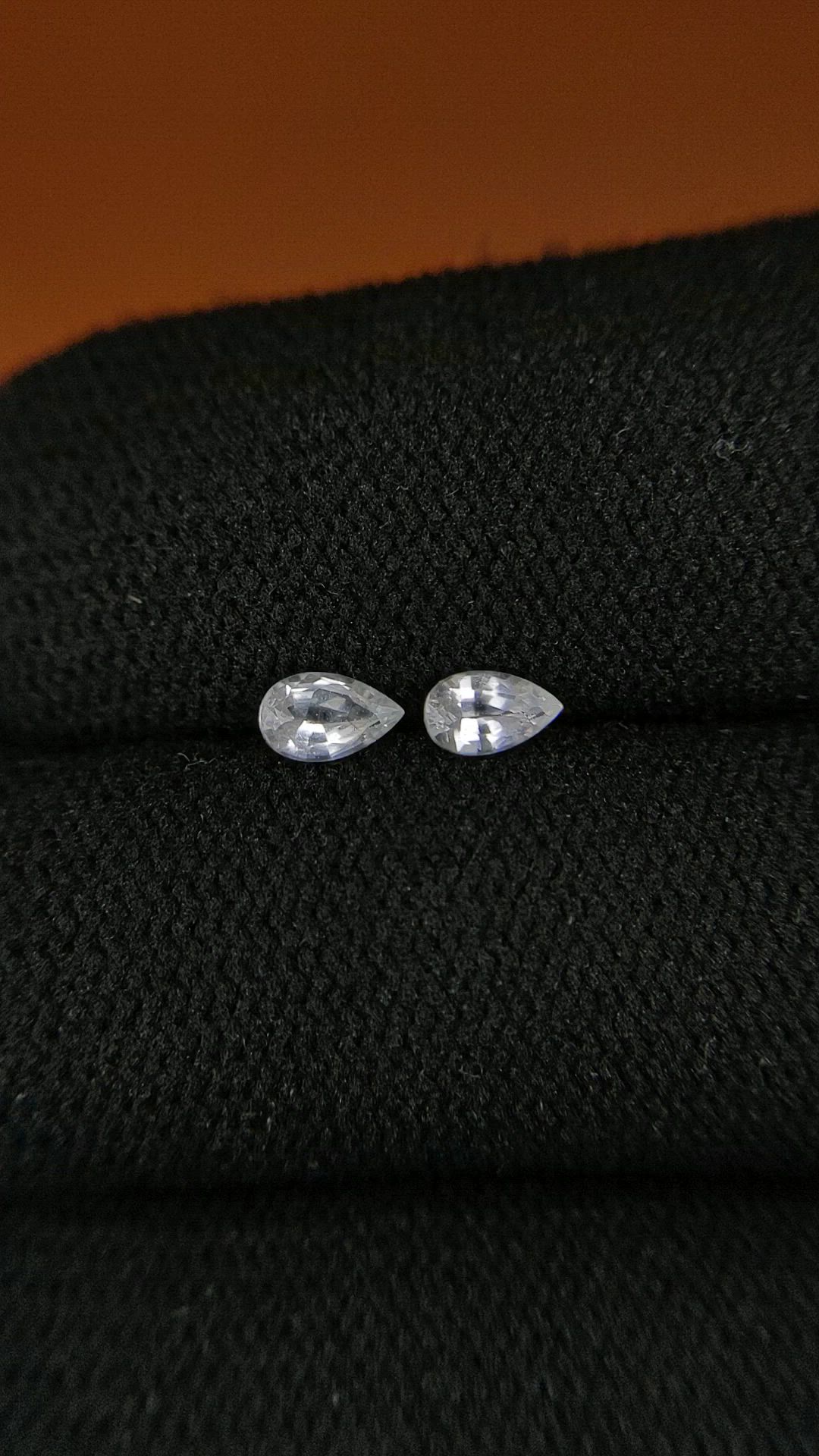 0.53 Ct.Tw.Total Carat Weight White Sapphire Pair from Ceylon (Sri Lanka) Size Video