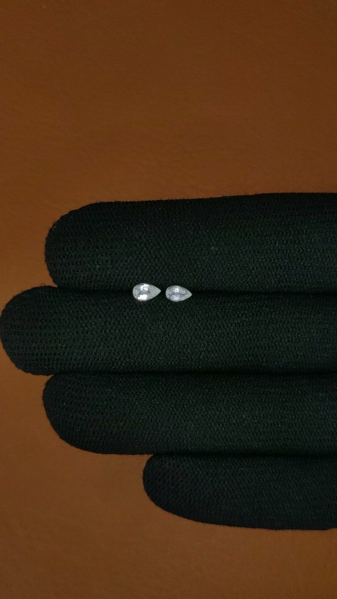 0.53 Ct.Tw.Total Carat Weight White Sapphire Pair from Ceylon (Sri Lanka) Size Video
