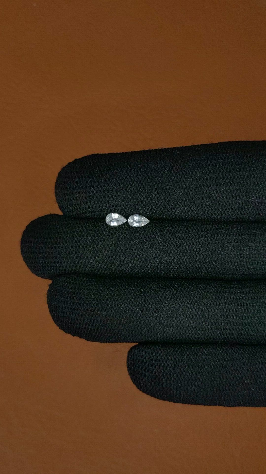 0.53 Ct.Tw.Total Carat Weight White Sapphire Pair from Ceylon (Sri Lanka) Size Video