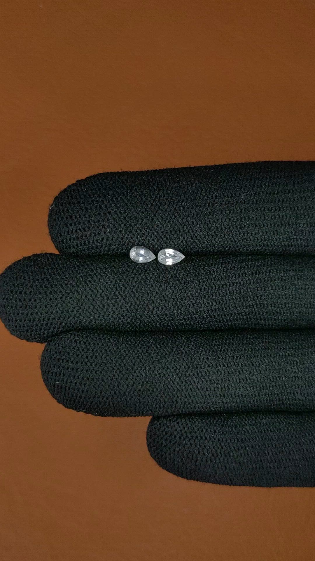 0.57 Ct.Tw.Total Carat Weight White Sapphire Pair from Ceylon (Sri Lanka) Size Video