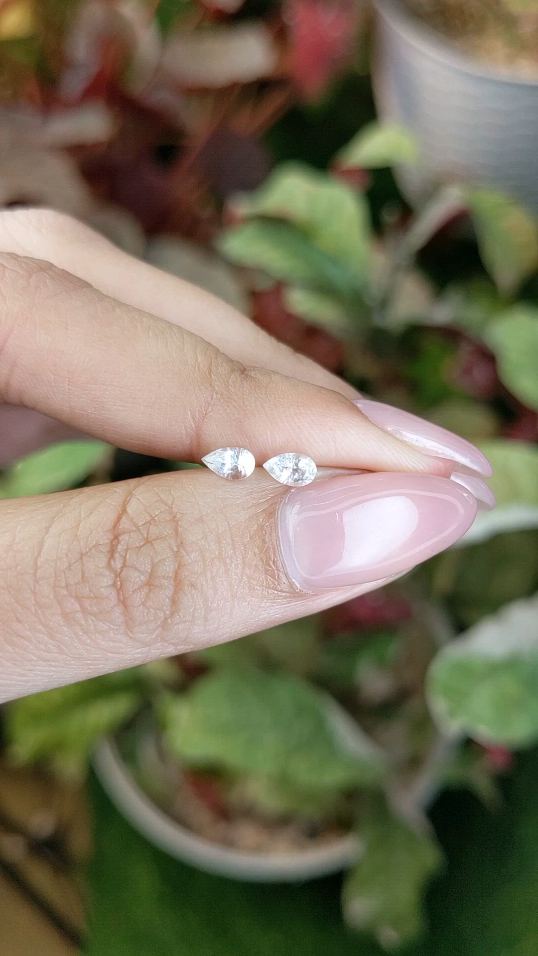 0.43 Ct.Tw.Total Carat Weight White Sapphire Pair from Ceylon (Sri Lanka) Size Video