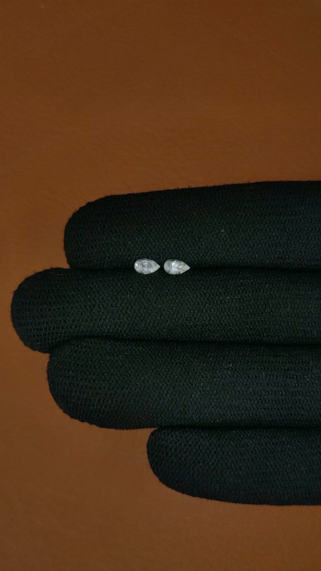 0.43 Ct.Tw.Total Carat Weight White Sapphire Pair from Ceylon (Sri Lanka) Size Video
