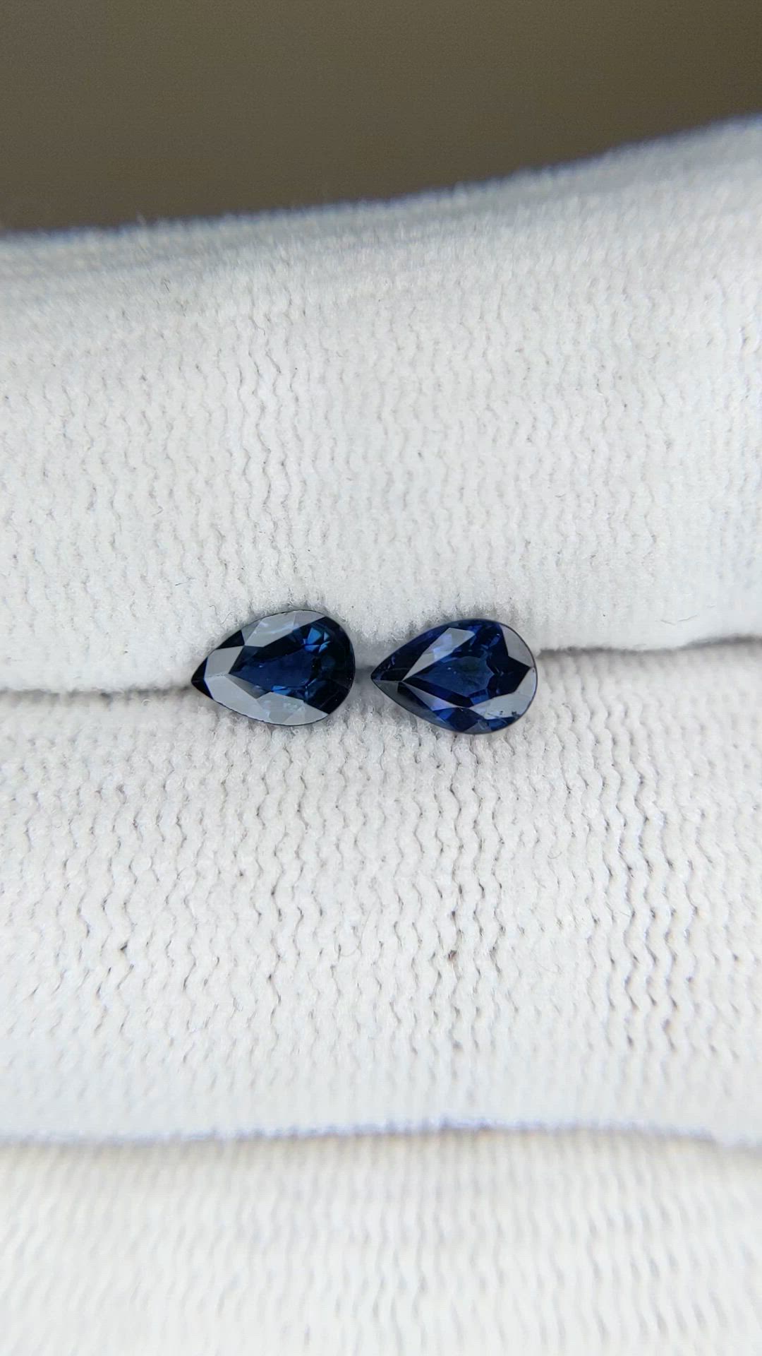 1.07 Ct.Tw.Total Carat Weight Blue Sapphire Pair from Ceylon (Sri Lanka) Size Video