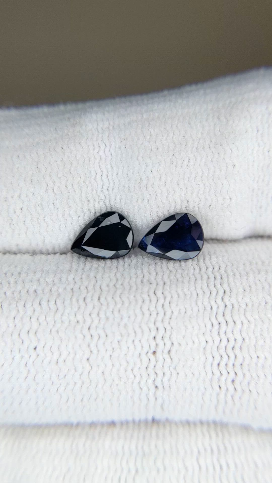 1.48 Ct.Tw.Total Carat Weight Blue Sapphire Pair from Ceylon (Sri Lanka) Size Video