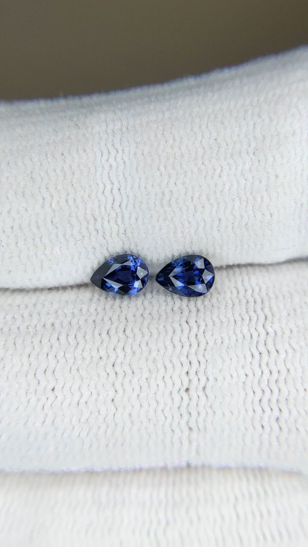0.96 Ct.Tw.Total Carat Weight Blue Sapphire Pair from Ceylon (Sri Lanka) Size Video