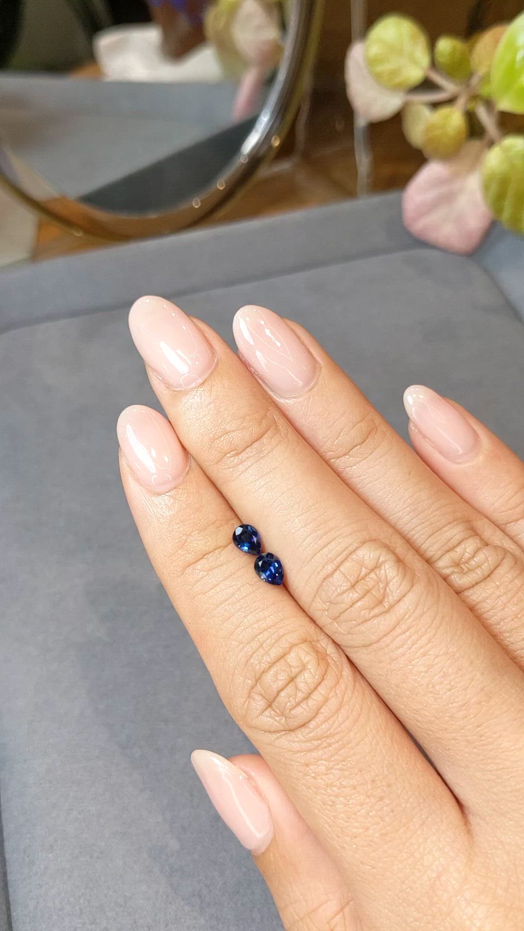 0.97&nbsp;Ct.Tw.Total Carat Weight Blue Sapphire Pair from Ceylon (Sri Lanka) Size Video
