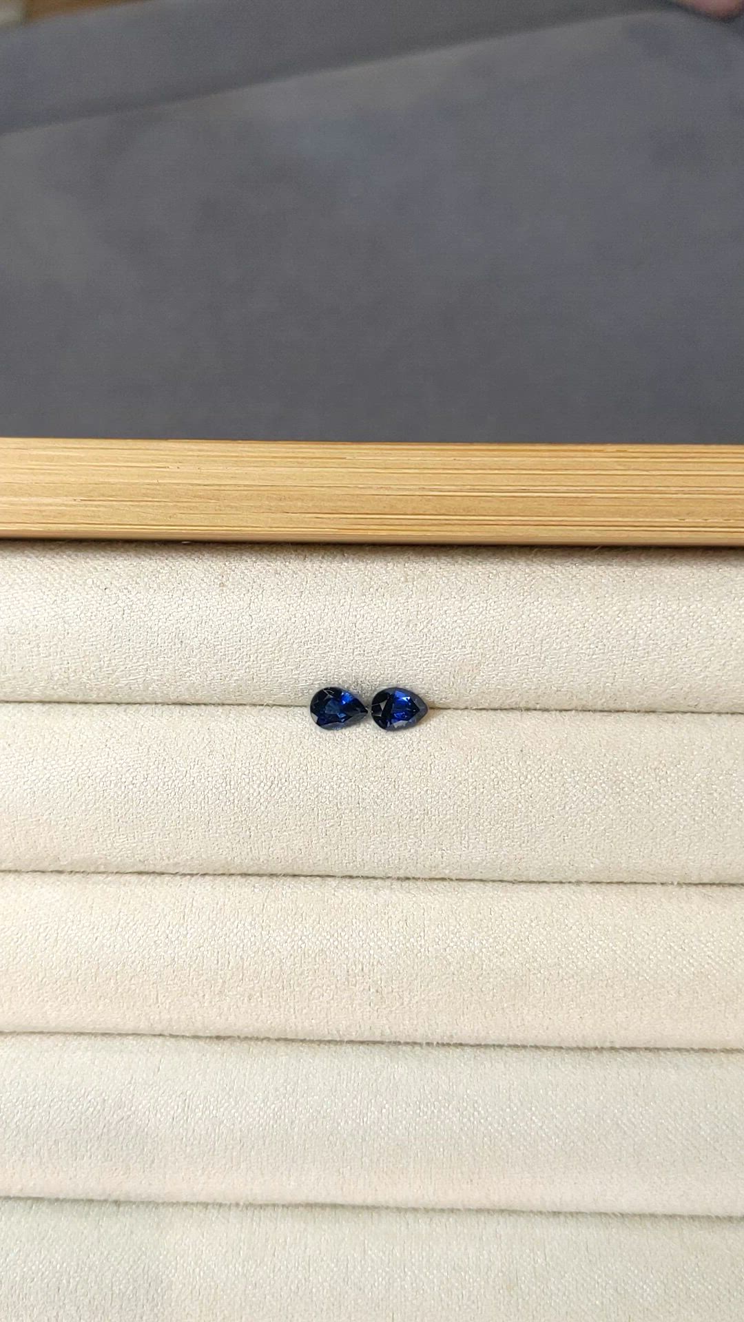 0.97&nbsp;Ct.Tw.Total Carat Weight Blue Sapphire Pair from Ceylon (Sri Lanka) Size Video