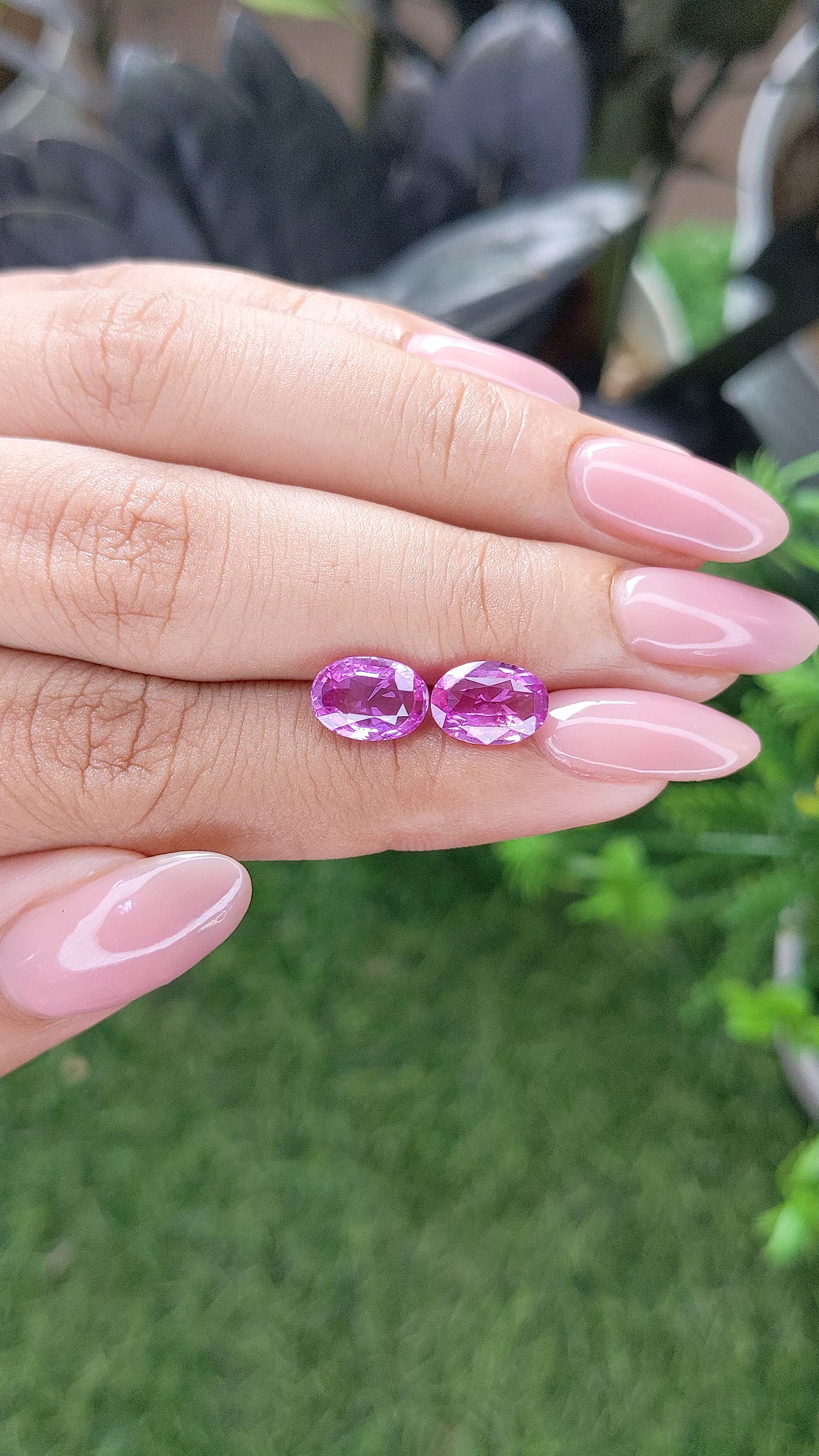4.05 Ct.Tw.Total Carat Weight Purplish Pink Sapphire Pair from Madagascar Size Video