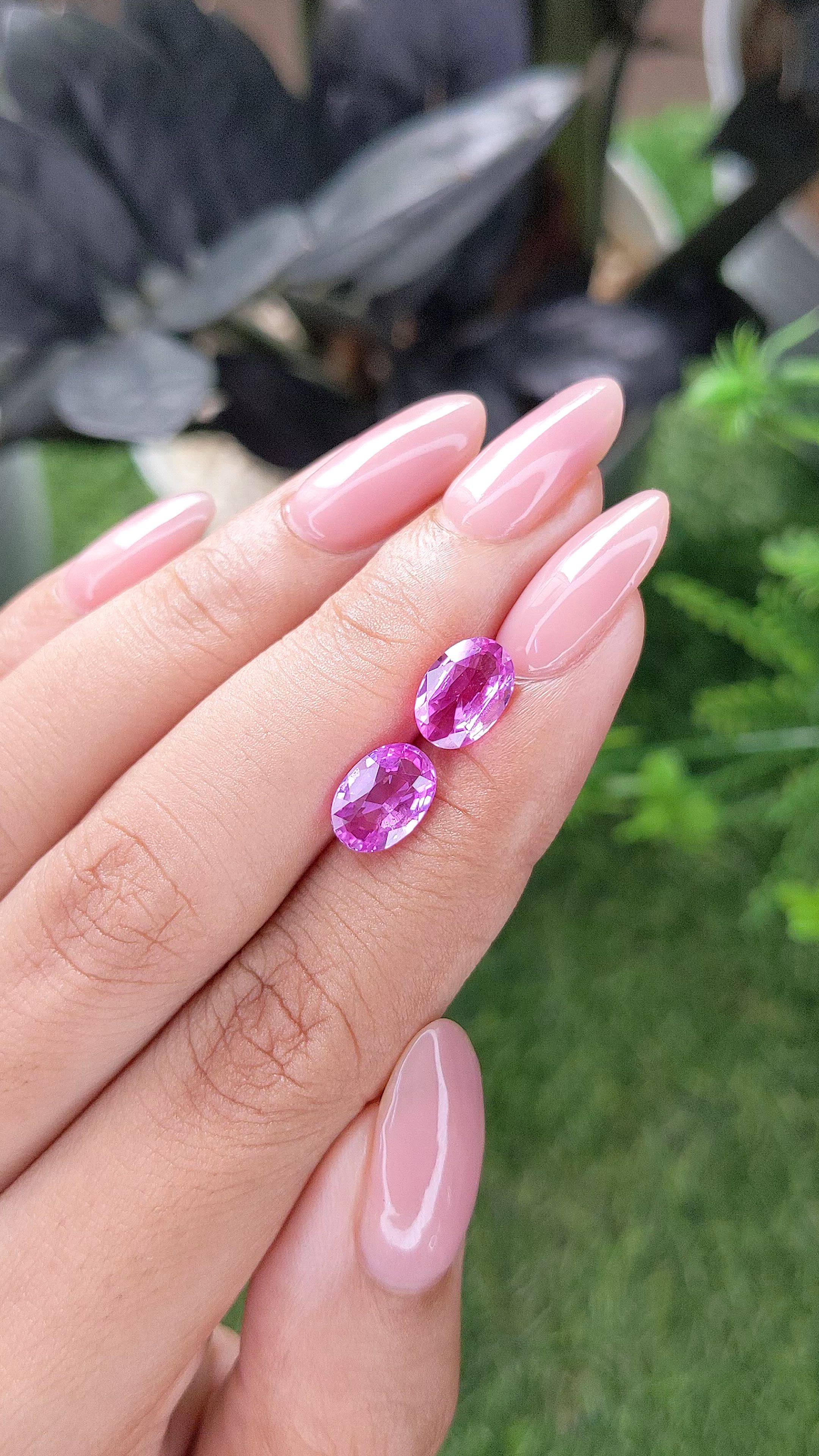 4.05 Ct.Tw.Total Carat Weight Purplish Pink Sapphire Pair from Madagascar Size Video