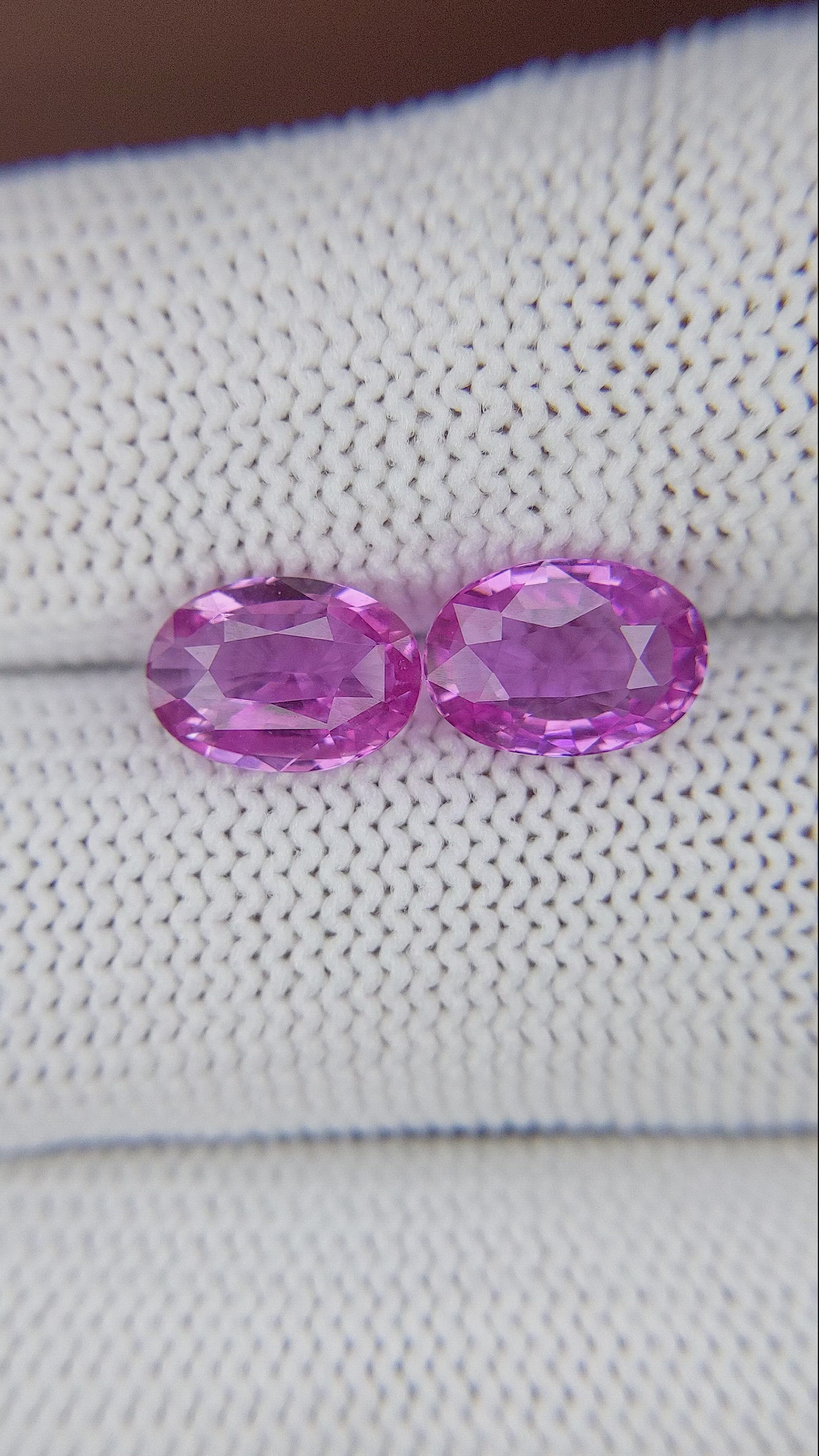 4.05 Ct.Tw.Total Carat Weight Purplish Pink Sapphire Pair from Madagascar Size Video