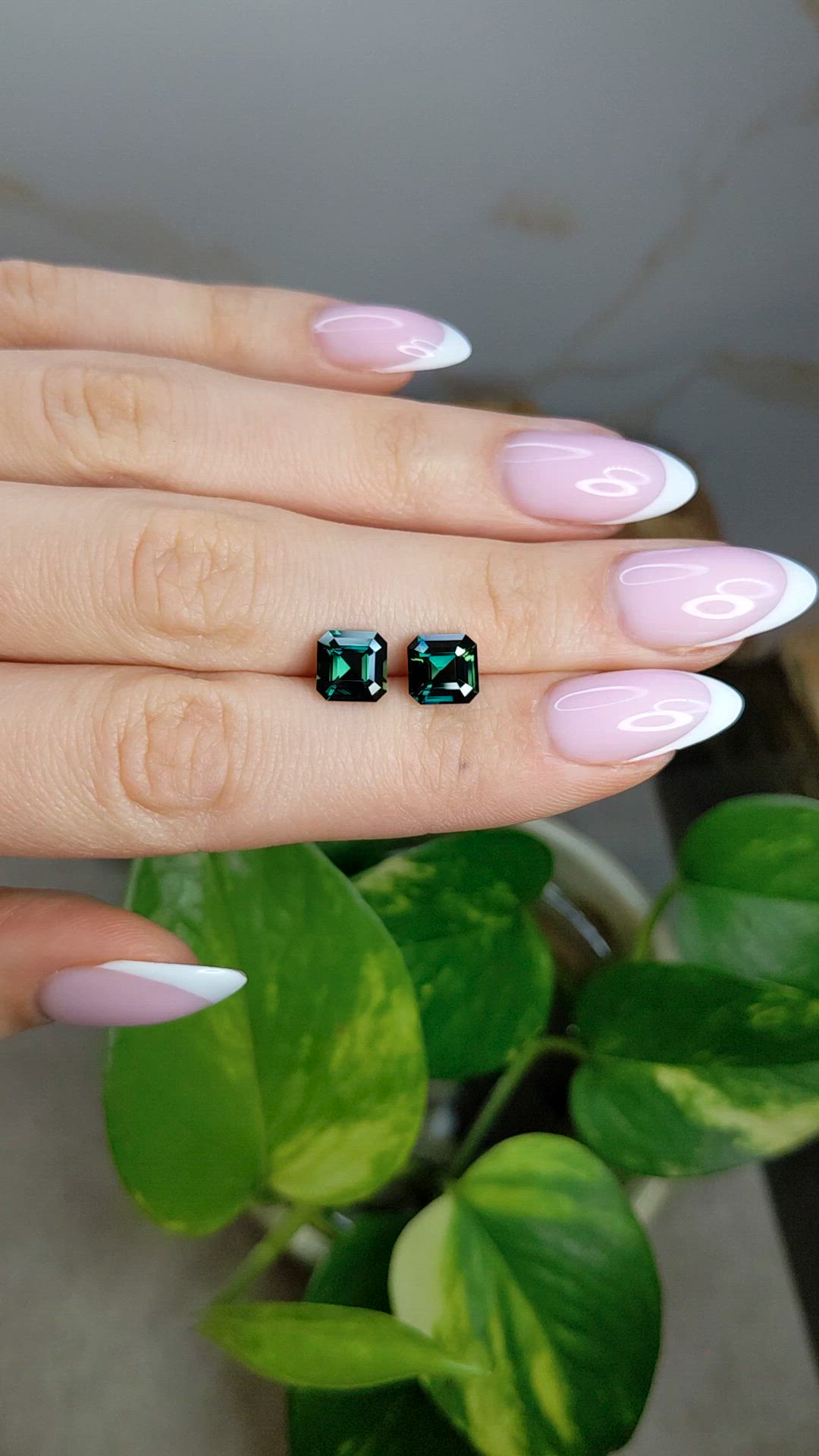 4.29 Ct.Tw.Total Carat Weight Bluish Green Sapphire Pair from Madagascar Size Video