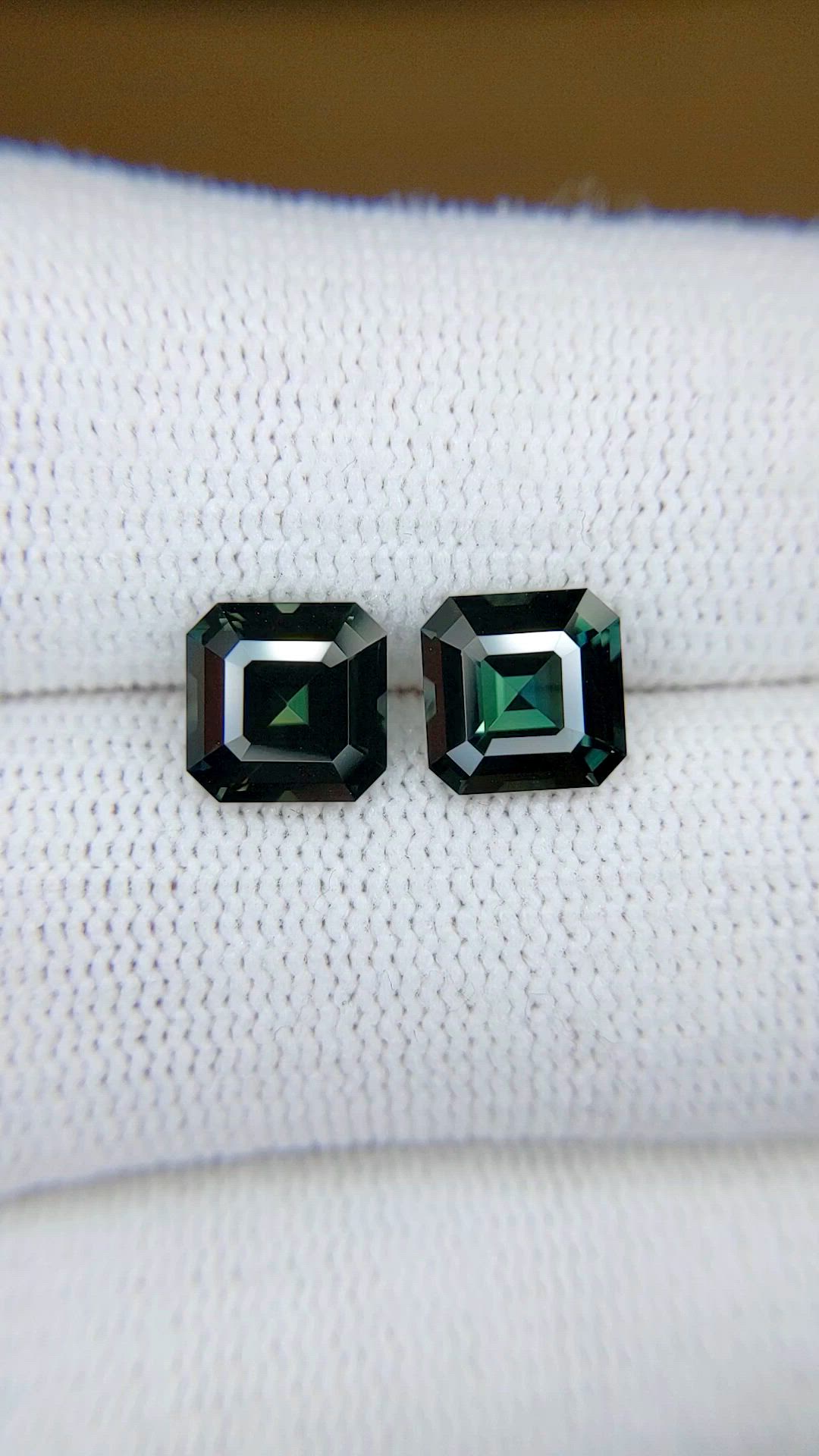 4.29 Ct.Tw.Total Carat Weight Bluish Green Sapphire Pair from Madagascar Size Video