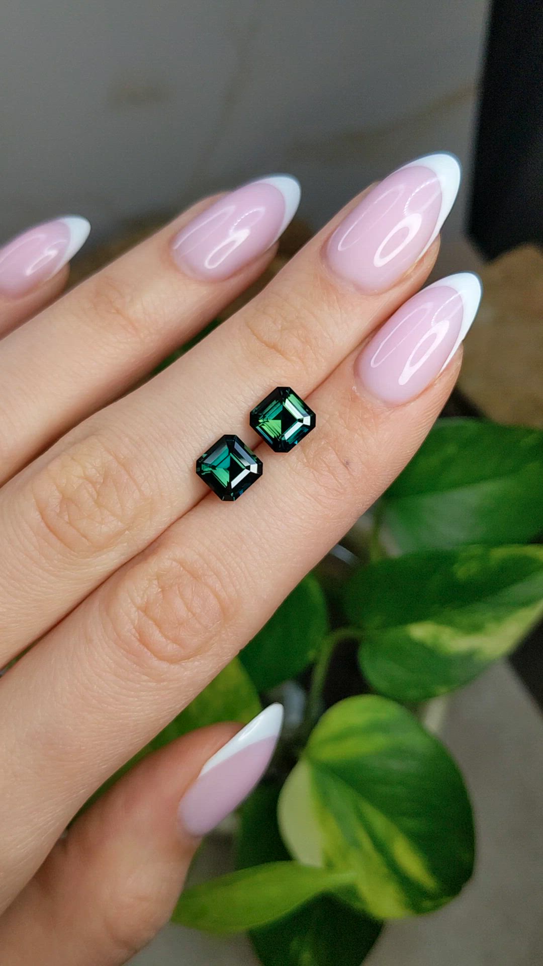 4.29 Ct.Tw.Total Carat Weight Bluish Green Sapphire Pair from Madagascar Size Video