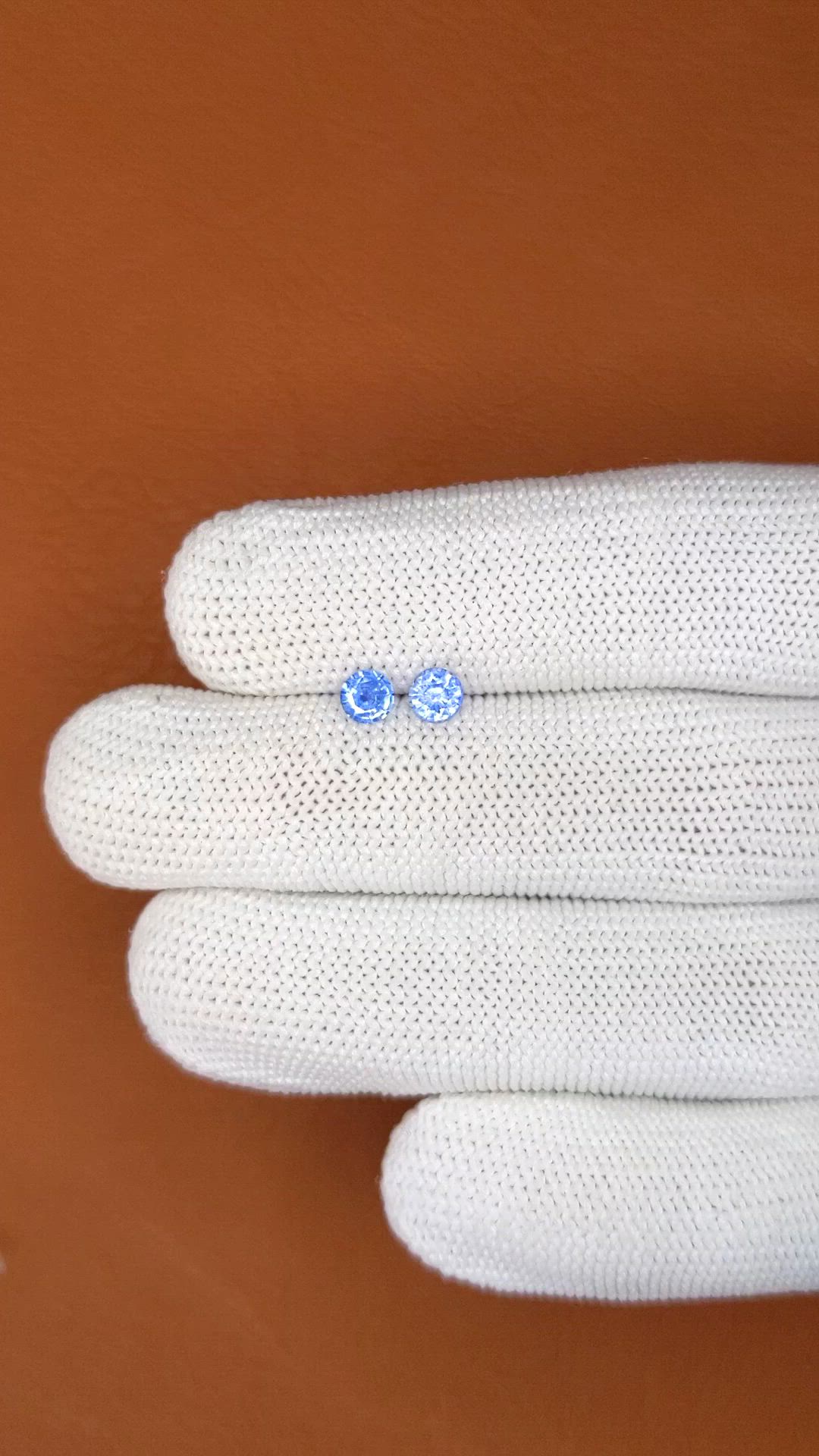 0.66&nbsp;Ct.Tw.Total Carat Weight Blue Sapphire Pair from Ceylon (Sri Lanka) Size Video