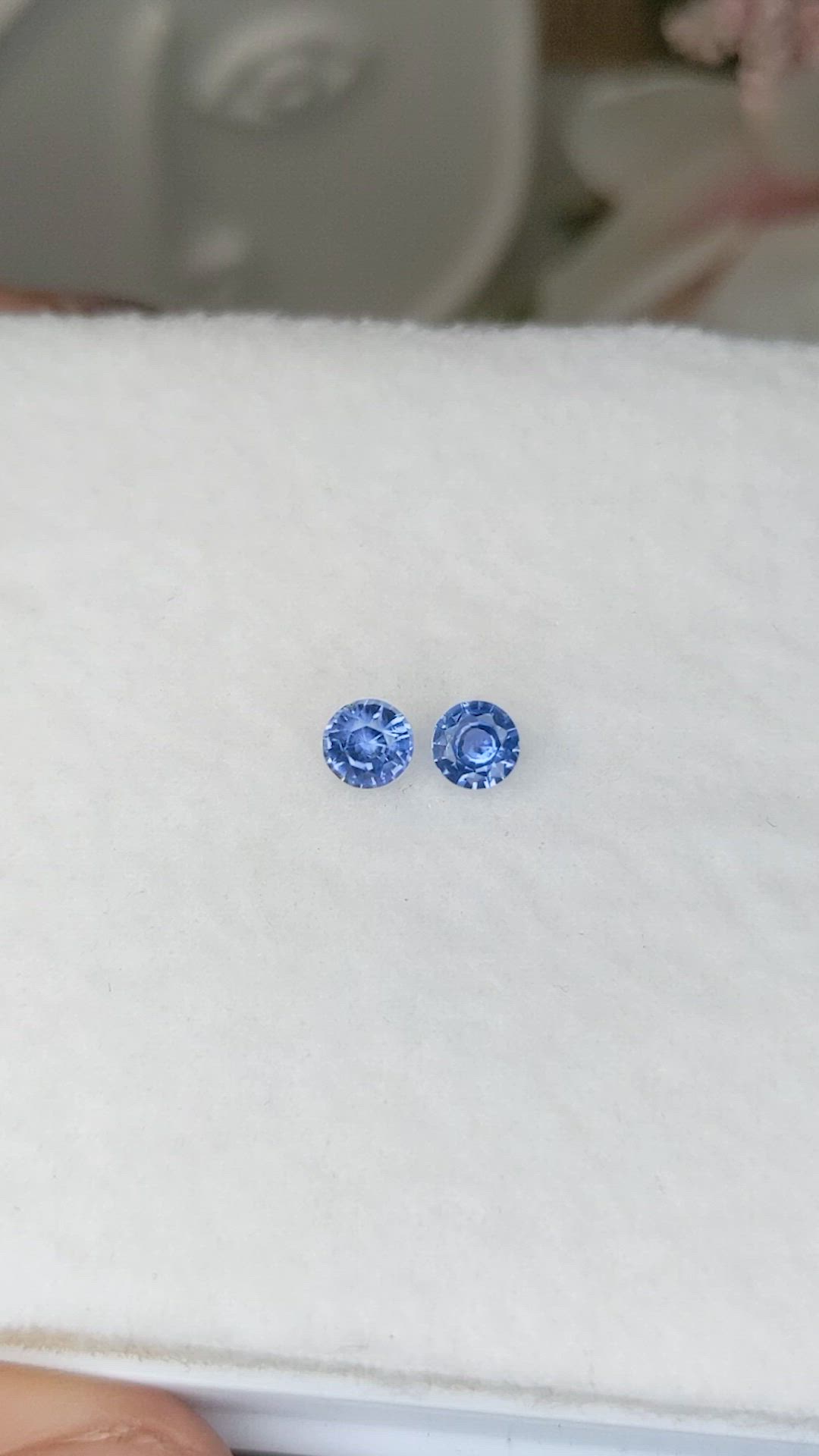 0.66&nbsp;Ct.Tw.Total Carat Weight Blue Sapphire Pair from Ceylon (Sri Lanka) Size Video