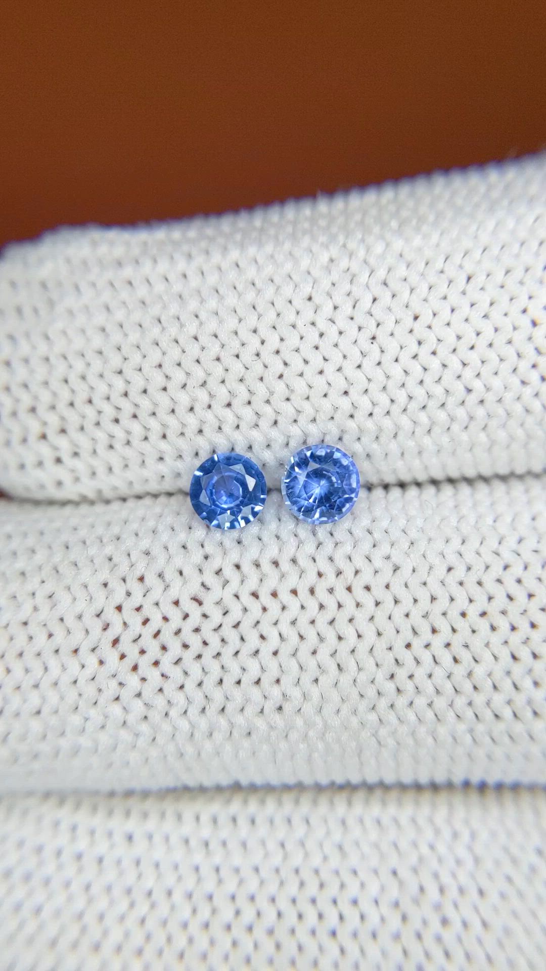 0.66&nbsp;Ct.Tw.Total Carat Weight Blue Sapphire Pair from Ceylon (Sri Lanka) Size Video
