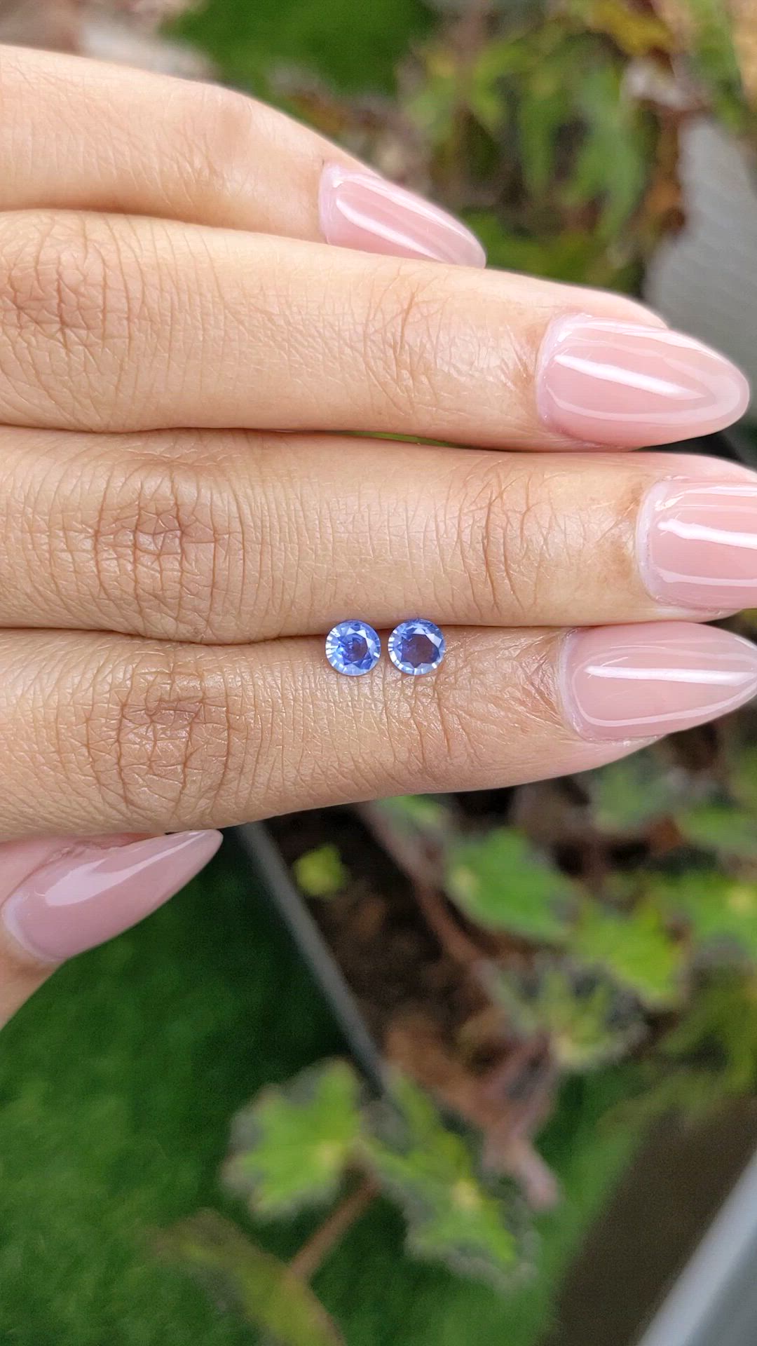 0.60 Ct.Tw.Total Carat Weight Blue Sapphire Pair from Ceylon (Sri Lanka) Size Video