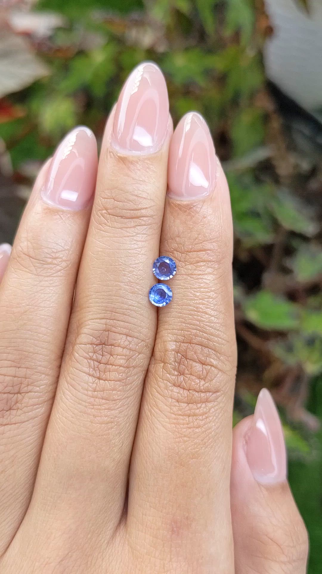 0.60 Ct.Tw.Total Carat Weight Blue Sapphire Pair from Ceylon (Sri Lanka) Size Video