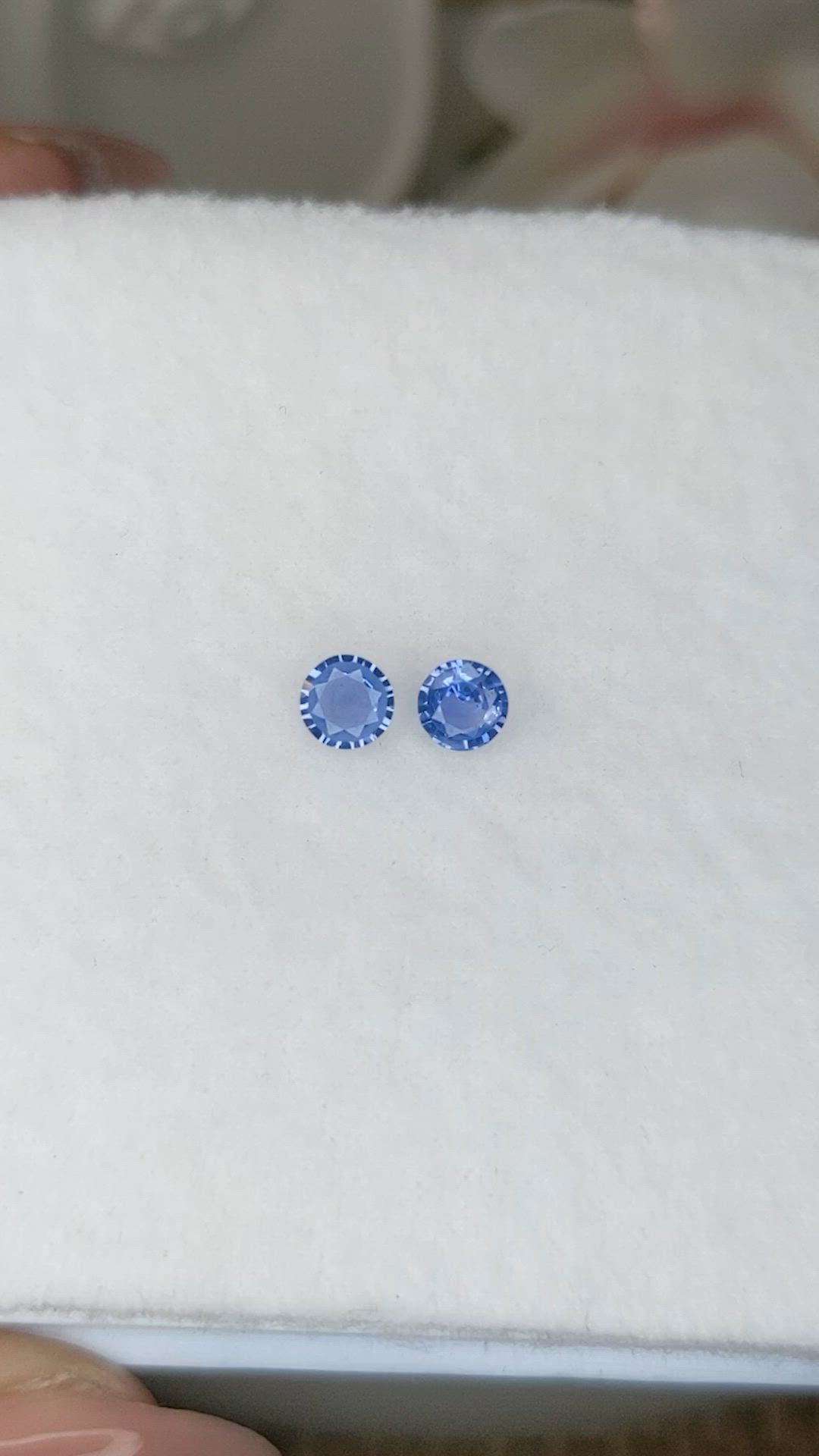 0.60 Ct.Tw.Total Carat Weight Blue Sapphire Pair from Ceylon (Sri Lanka) Size Video