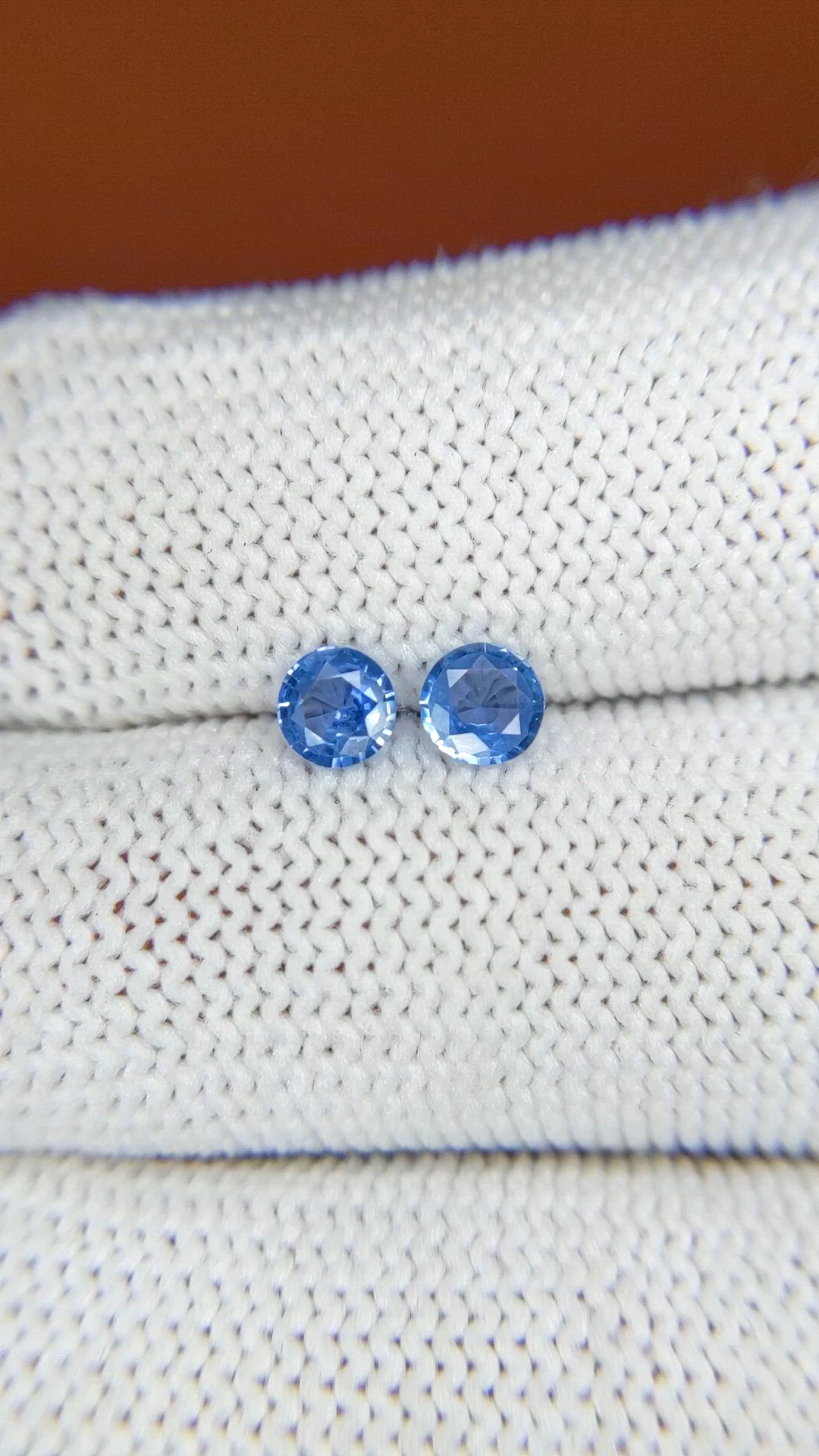 0.60 Ct.Tw.Total Carat Weight Blue Sapphire Pair from Ceylon (Sri Lanka) Size Video