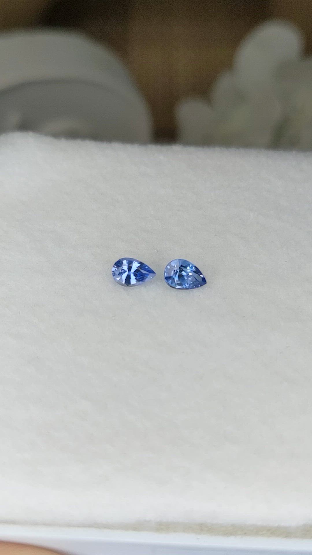 0.71 Ct.Tw.Total Carat Weight Blue Sapphire Pair from Ceylon (Sri Lanka) Size Video