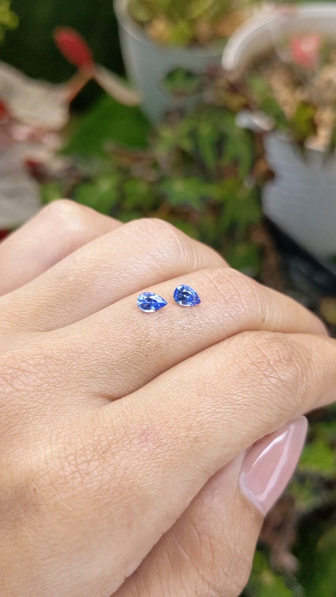 0.71 Ct.Tw.Total Carat Weight Blue Sapphire Pair from Ceylon (Sri Lanka) Size Video