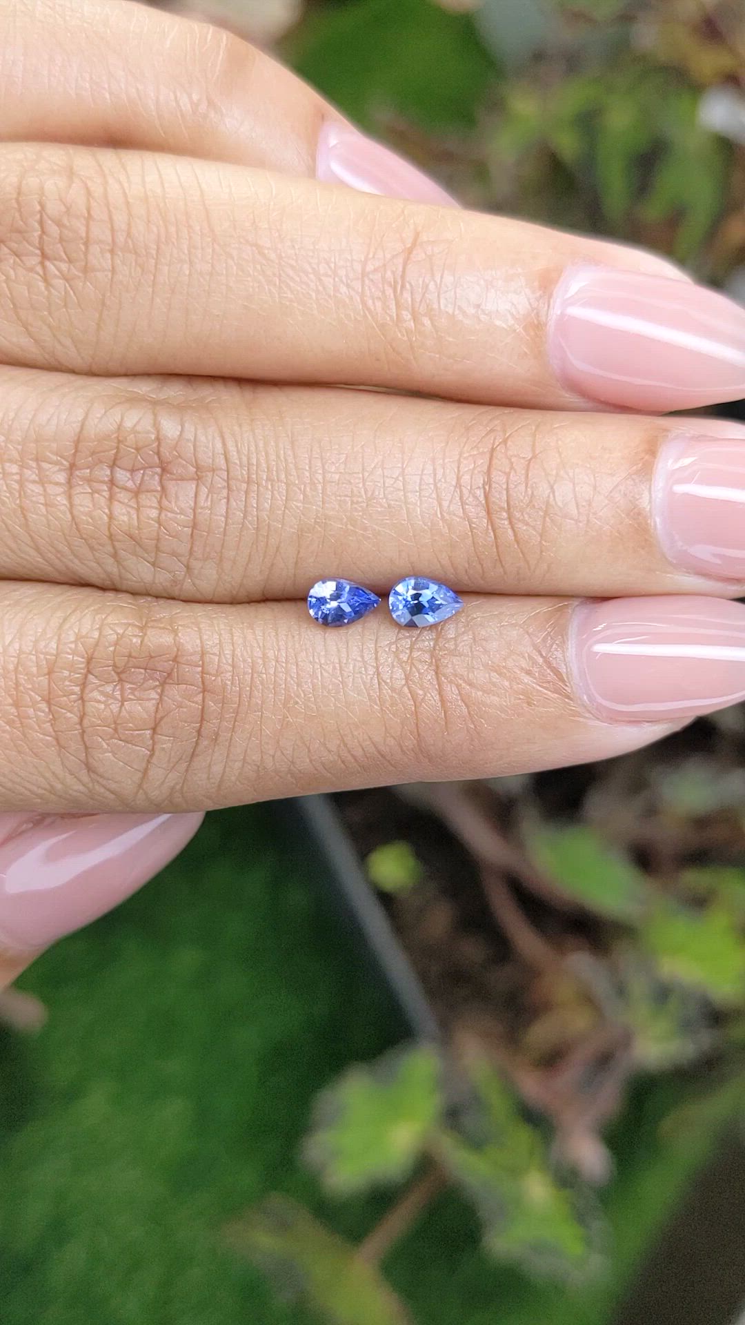 0.71 Ct.Tw.Total Carat Weight Blue Sapphire Pair from Ceylon (Sri Lanka) Size Video