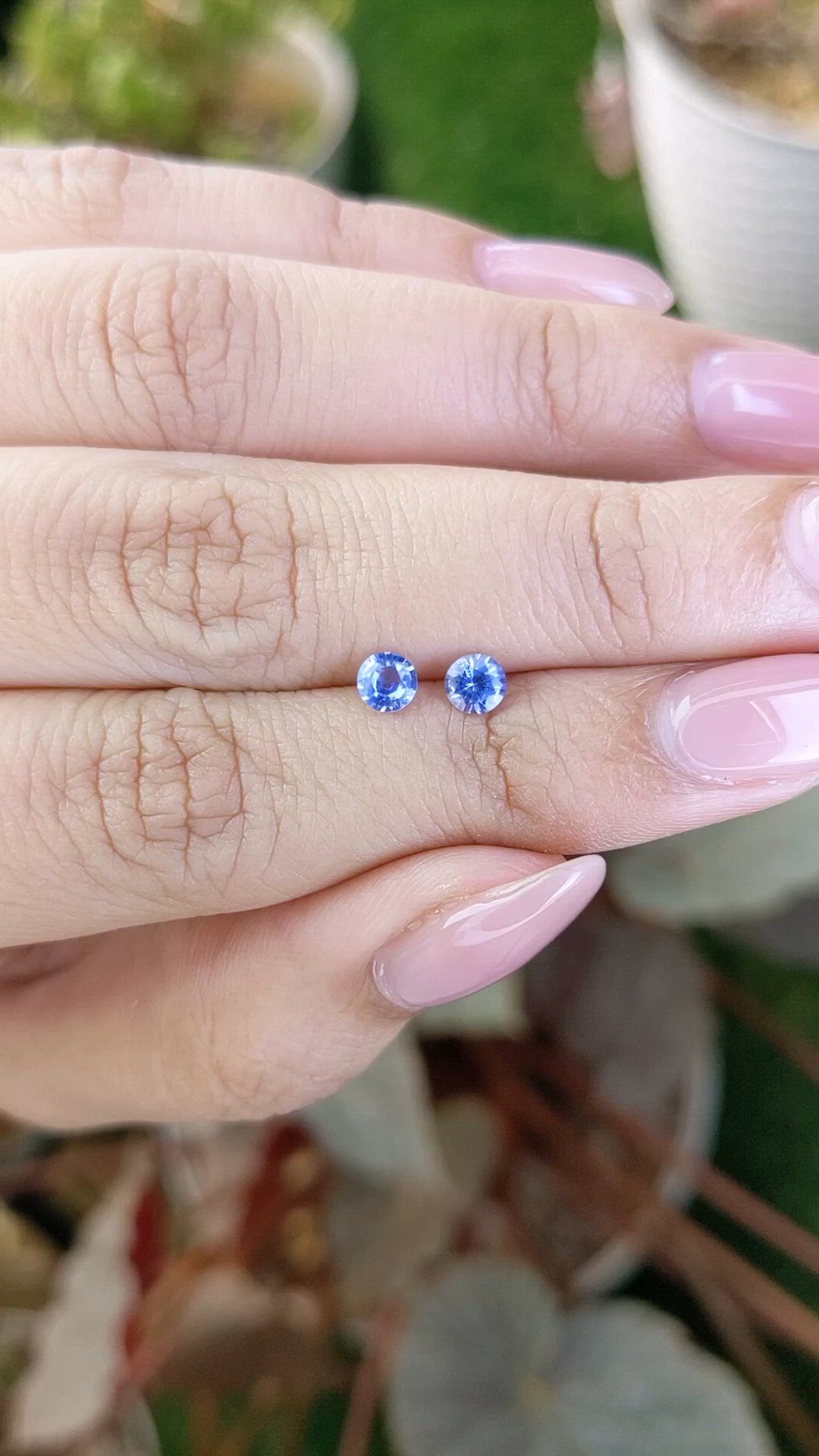 0.59 Ct.Tw.Total Carat Weight Blue Sapphire Pair from Ceylon (Sri Lanka) Size Video