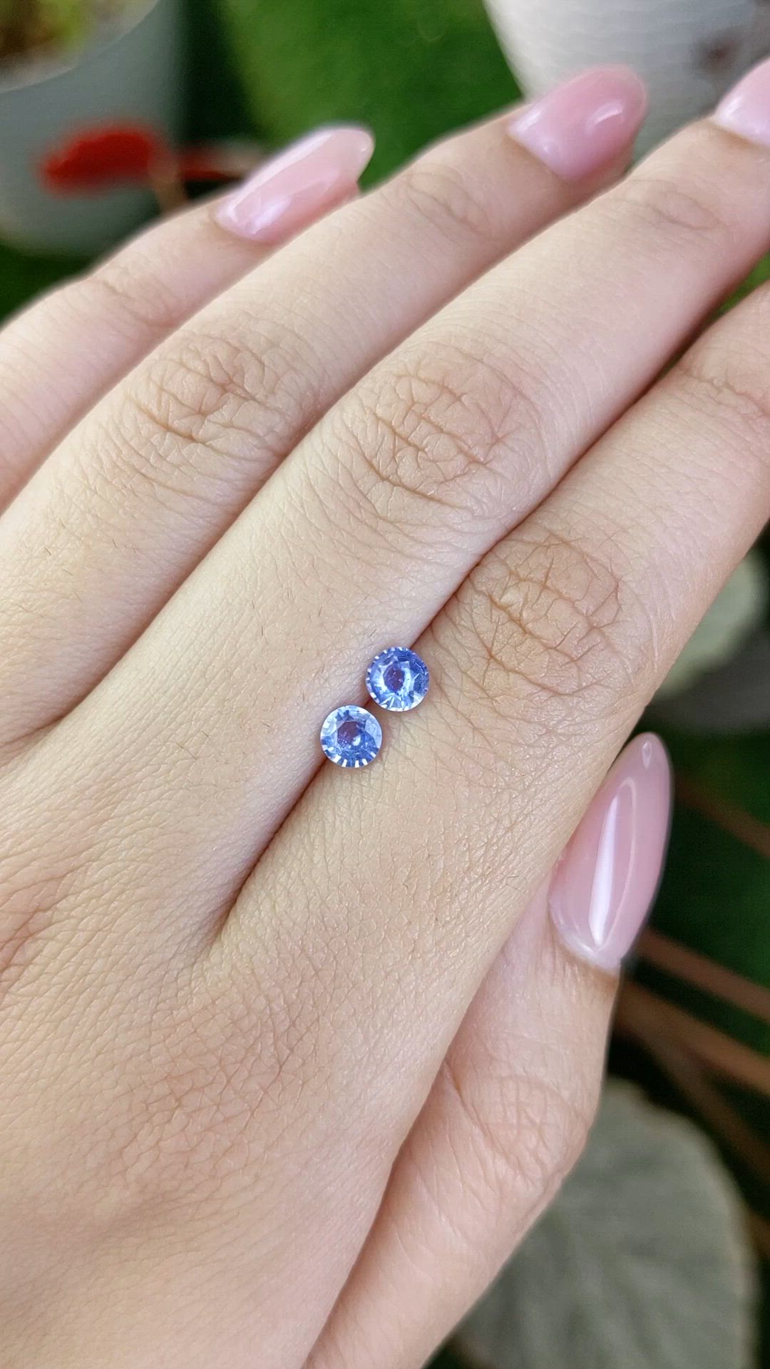 0.71 Ct.Tw.Total Carat Weight Blue Sapphire Pair from Ceylon (Sri Lanka) Size Video