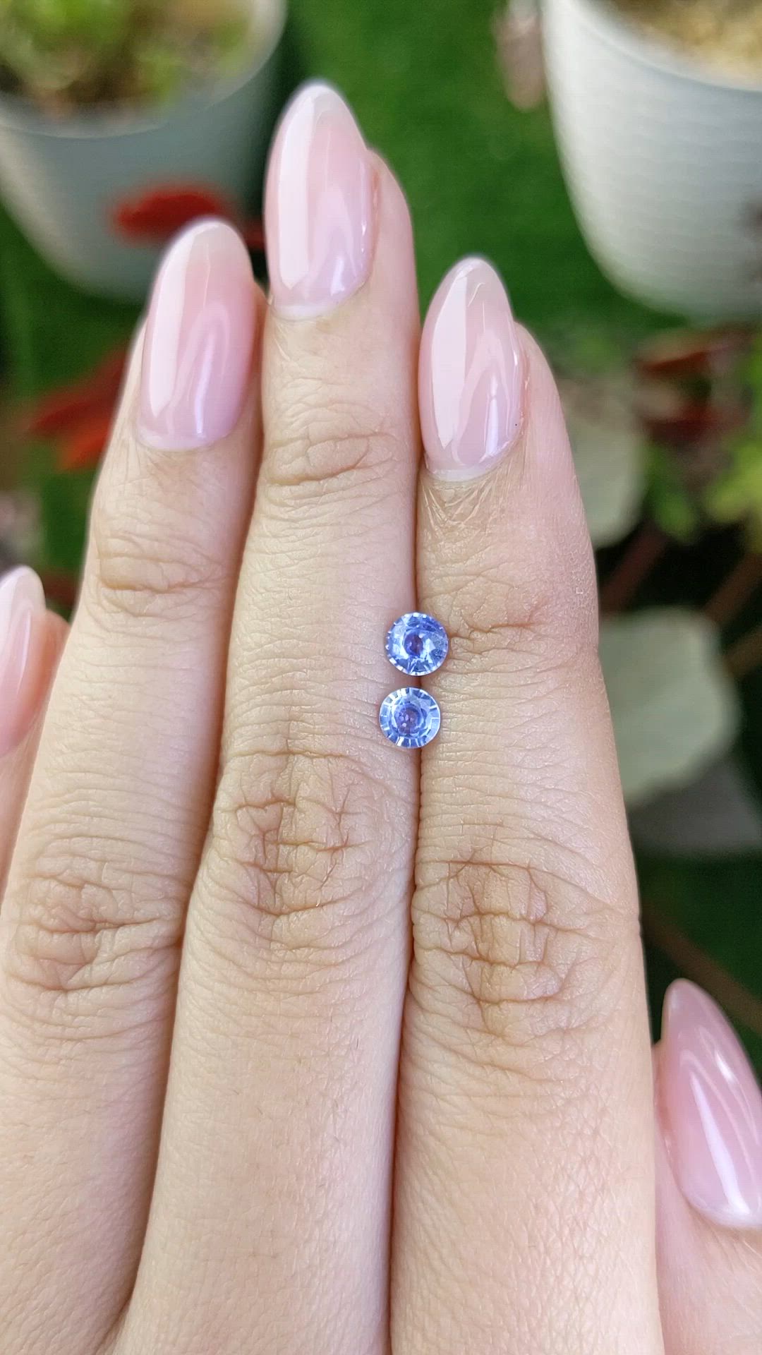 0.71 Ct.Tw.Total Carat Weight Blue Sapphire Pair from Ceylon (Sri Lanka) Size Video