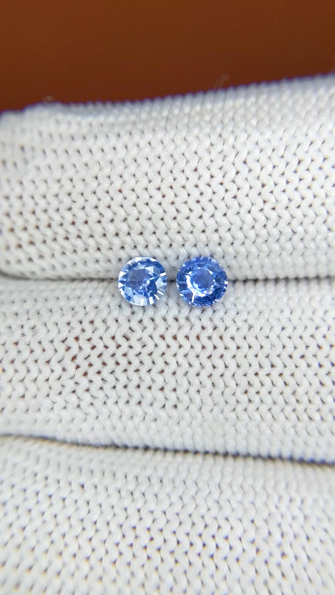 0.71 Ct.Tw.Total Carat Weight Blue Sapphire Pair from Ceylon (Sri Lanka) Size Video