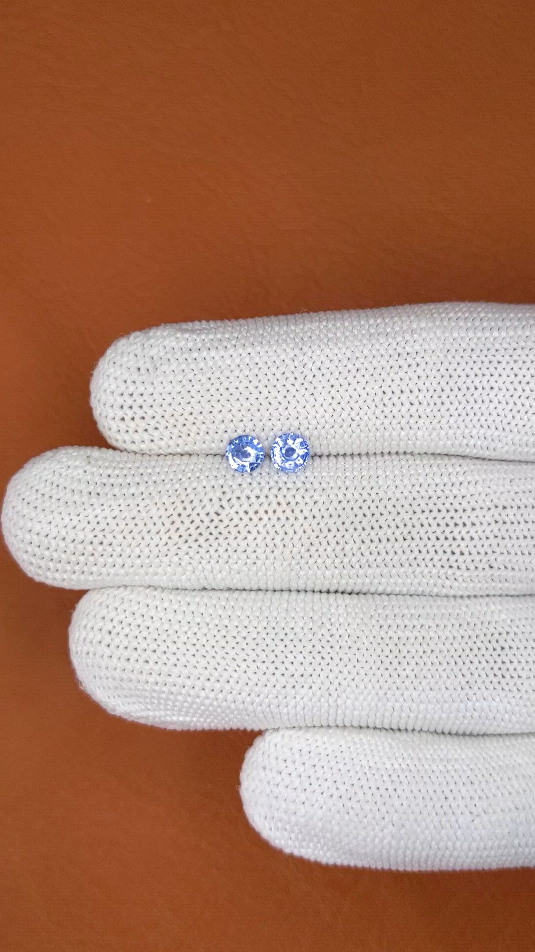 0.71 Ct.Tw.Total Carat Weight Blue Sapphire Pair from Ceylon (Sri Lanka) Size Video