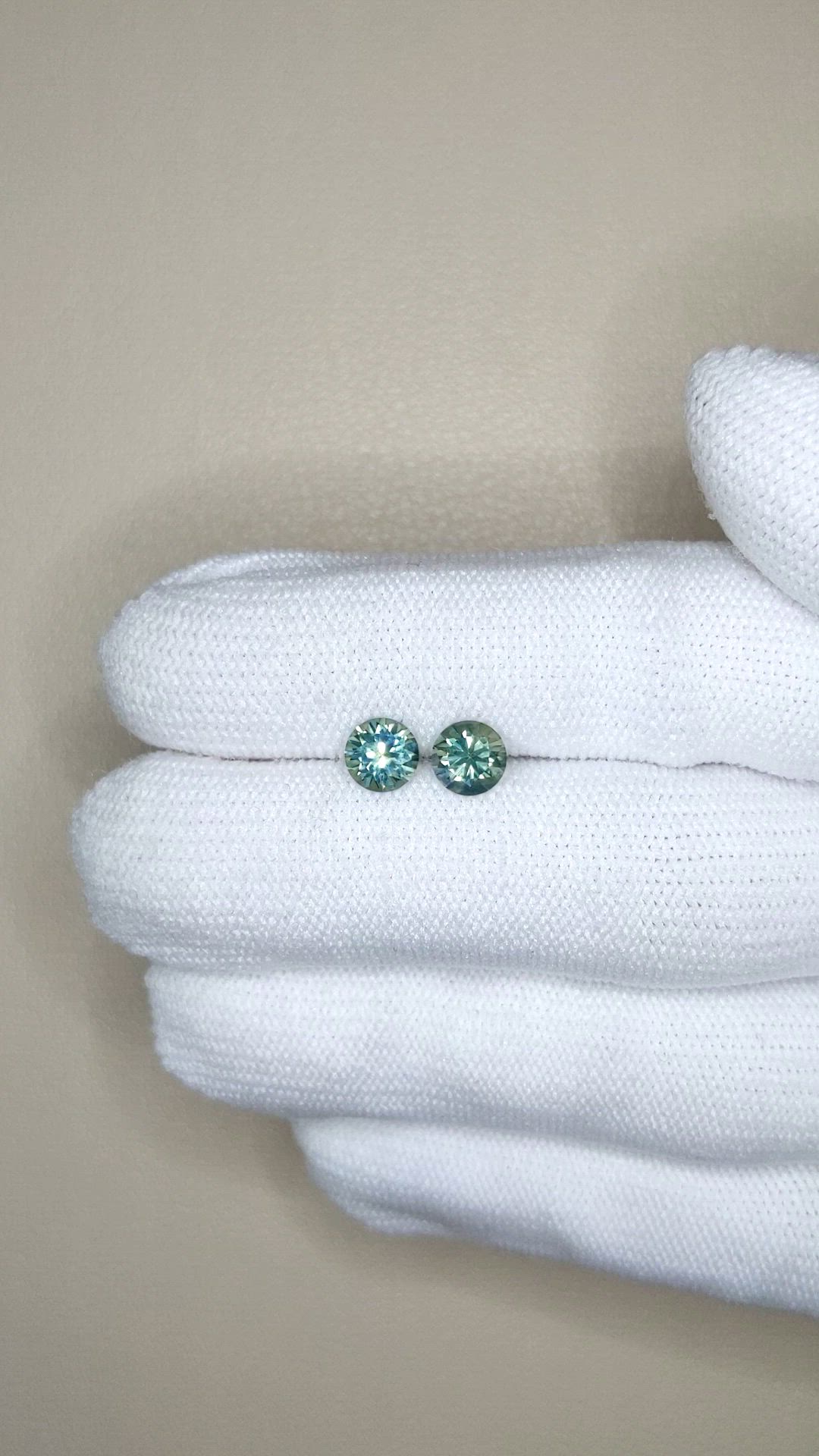 1.59 Ct.Tw.Total Carat Weight Bluish Green Sapphire Pair from Montana Size Video