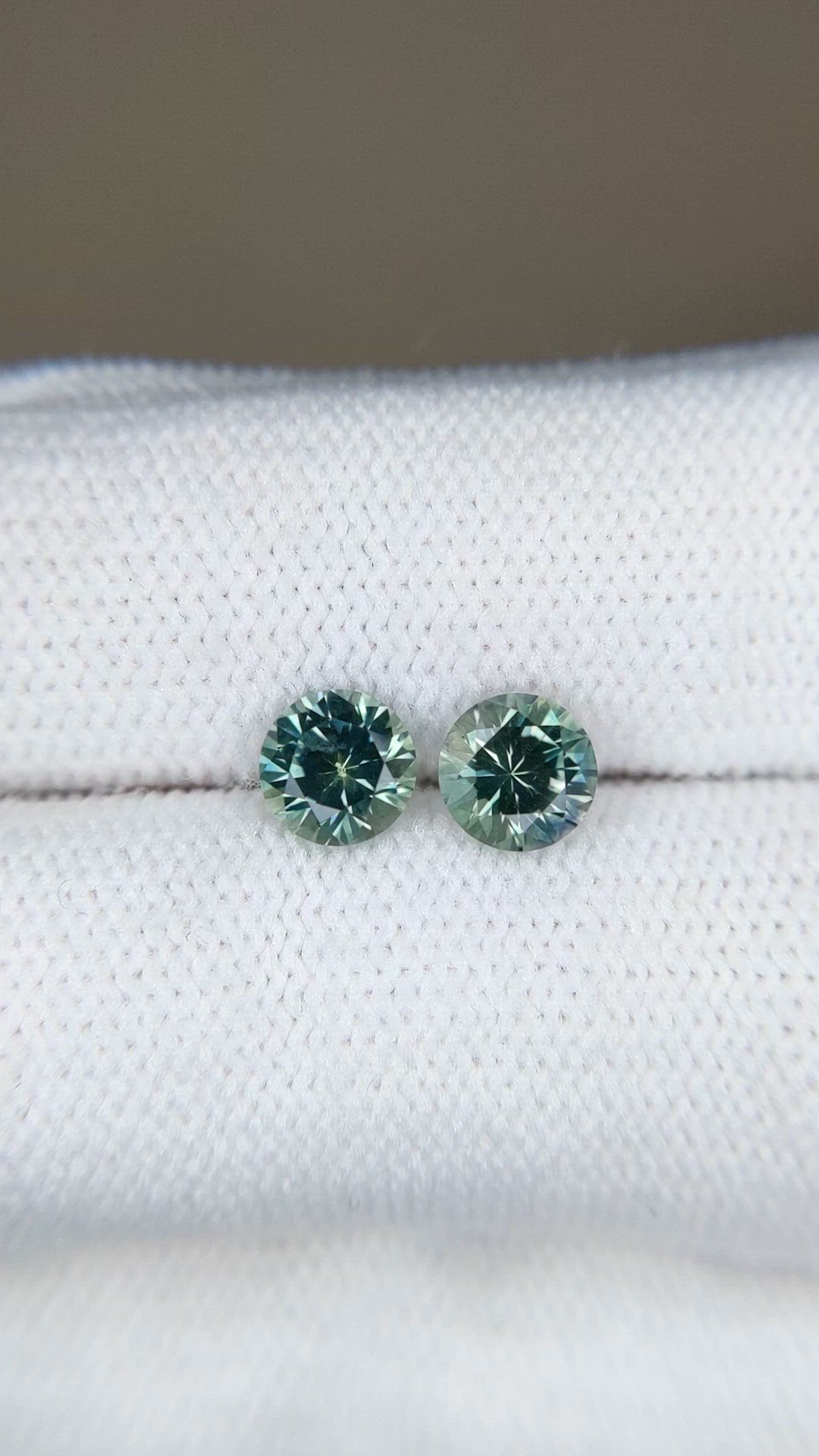 1.59 Ct.Tw.Total Carat Weight Bluish Green Sapphire Pair from Montana Size Video