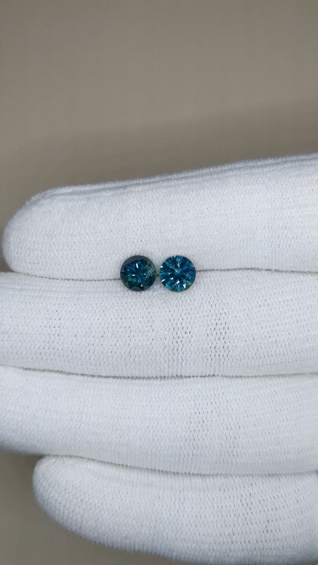 2.37 Ct.Tw.Total Carat Weight Greenish Blue Sapphire Pair from Montana Size Video
