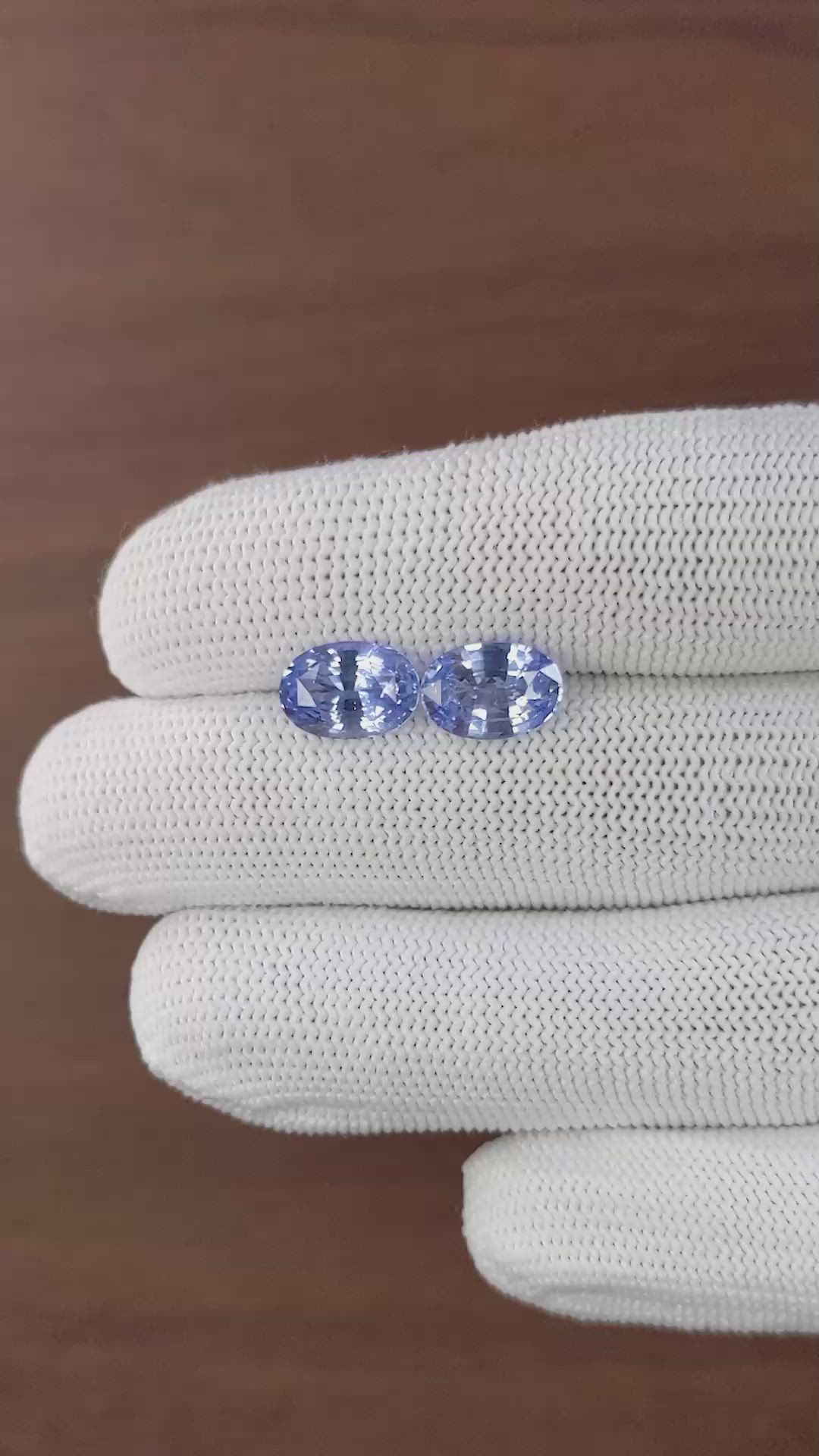 6.58 Ct.Tw.Total Carat Weight Blue Sapphire Pair from Ceylon (Sri Lanka) Size Video