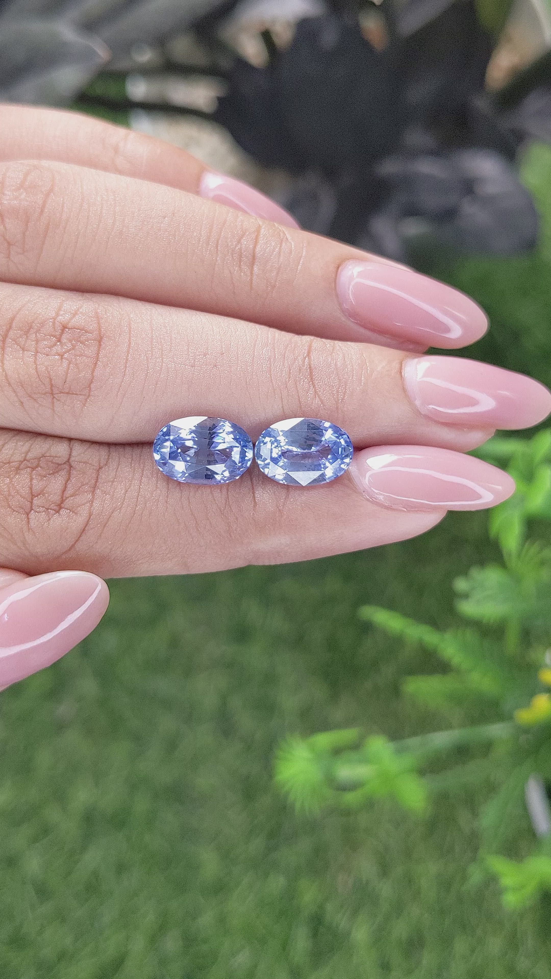 6.58 Ct.Tw.Total Carat Weight Blue Sapphire Pair from Ceylon (Sri Lanka) Size Video