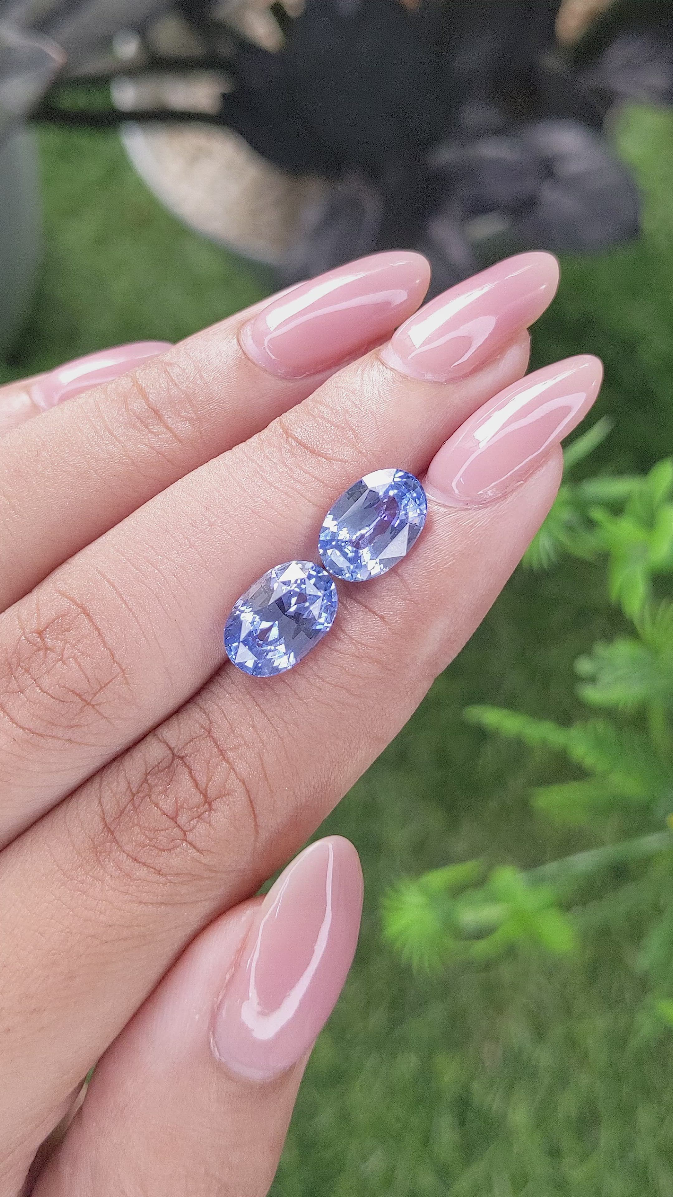6.58 Ct.Tw.Total Carat Weight Blue Sapphire Pair from Ceylon (Sri Lanka) Size Video