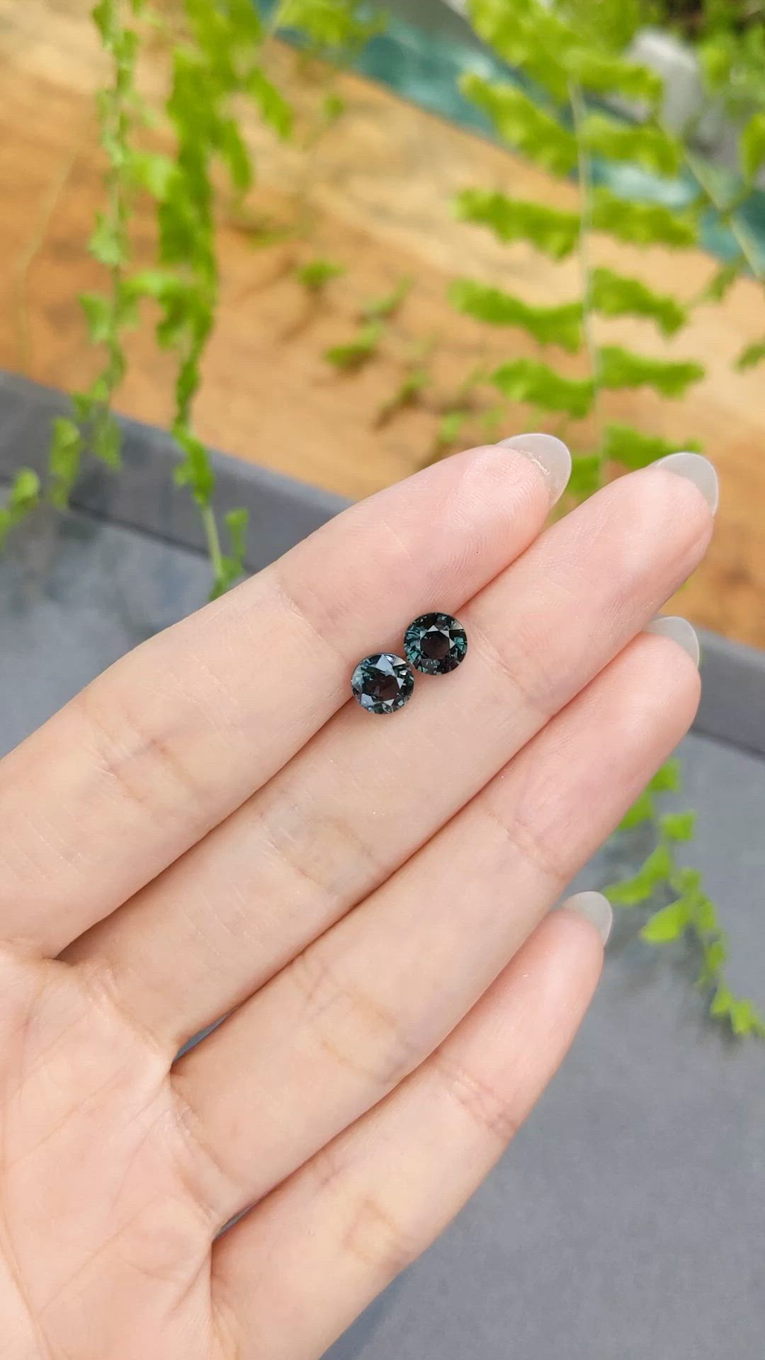 2.13 Ct.Tw.Total Carat Weight Bluish Green Sapphire Pair from Ceylon (Sri Lanka) Size Video