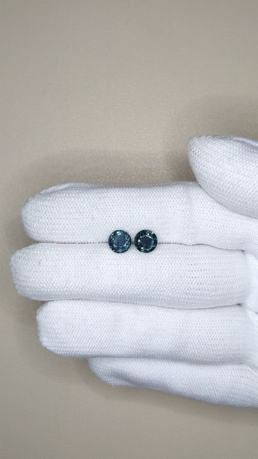 2.13 Ct.Tw.Total Carat Weight Bluish Green Sapphire Pair from Ceylon (Sri Lanka) Size Video