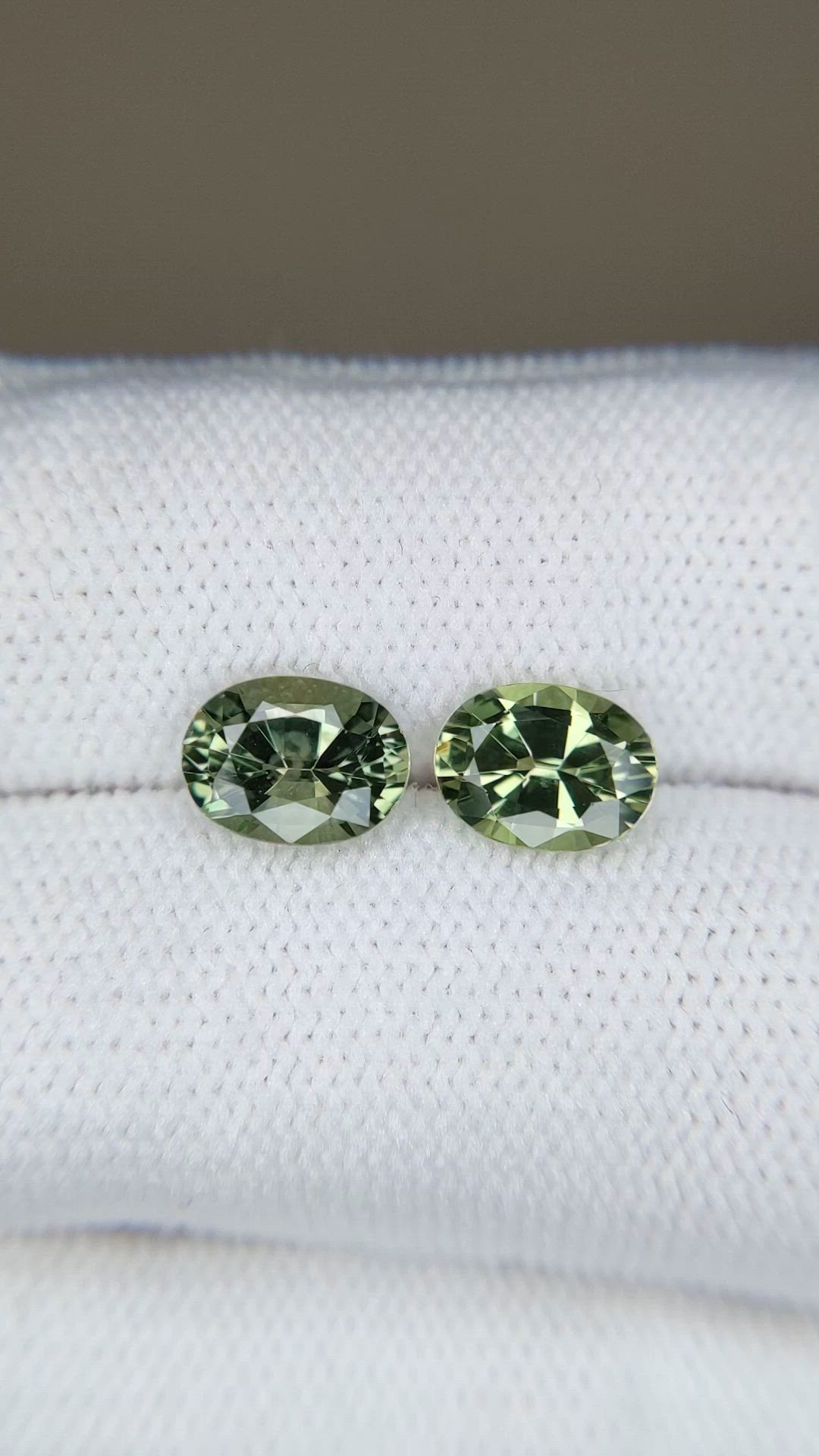 3.01 Ct.Tw.Total Carat Weight Green Sapphire Pair from Mozambique Size Video