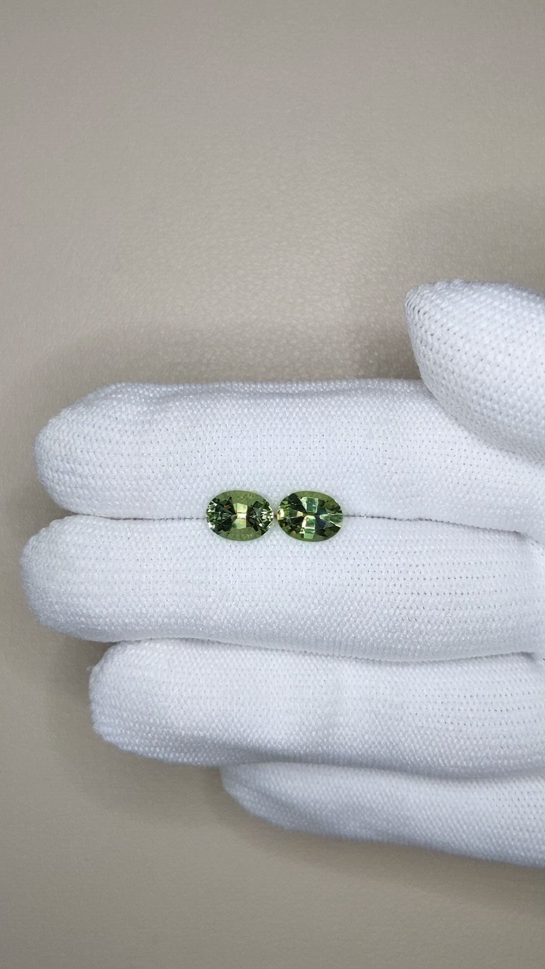 3.01 Ct.Tw.Total Carat Weight Green Sapphire Pair from Mozambique Size Video