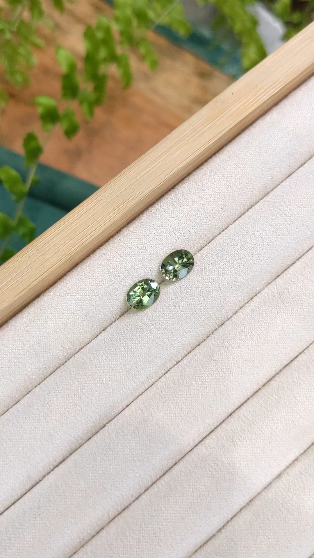 3.01 Ct.Tw.Total Carat Weight Green Sapphire Pair from Mozambique Size Video