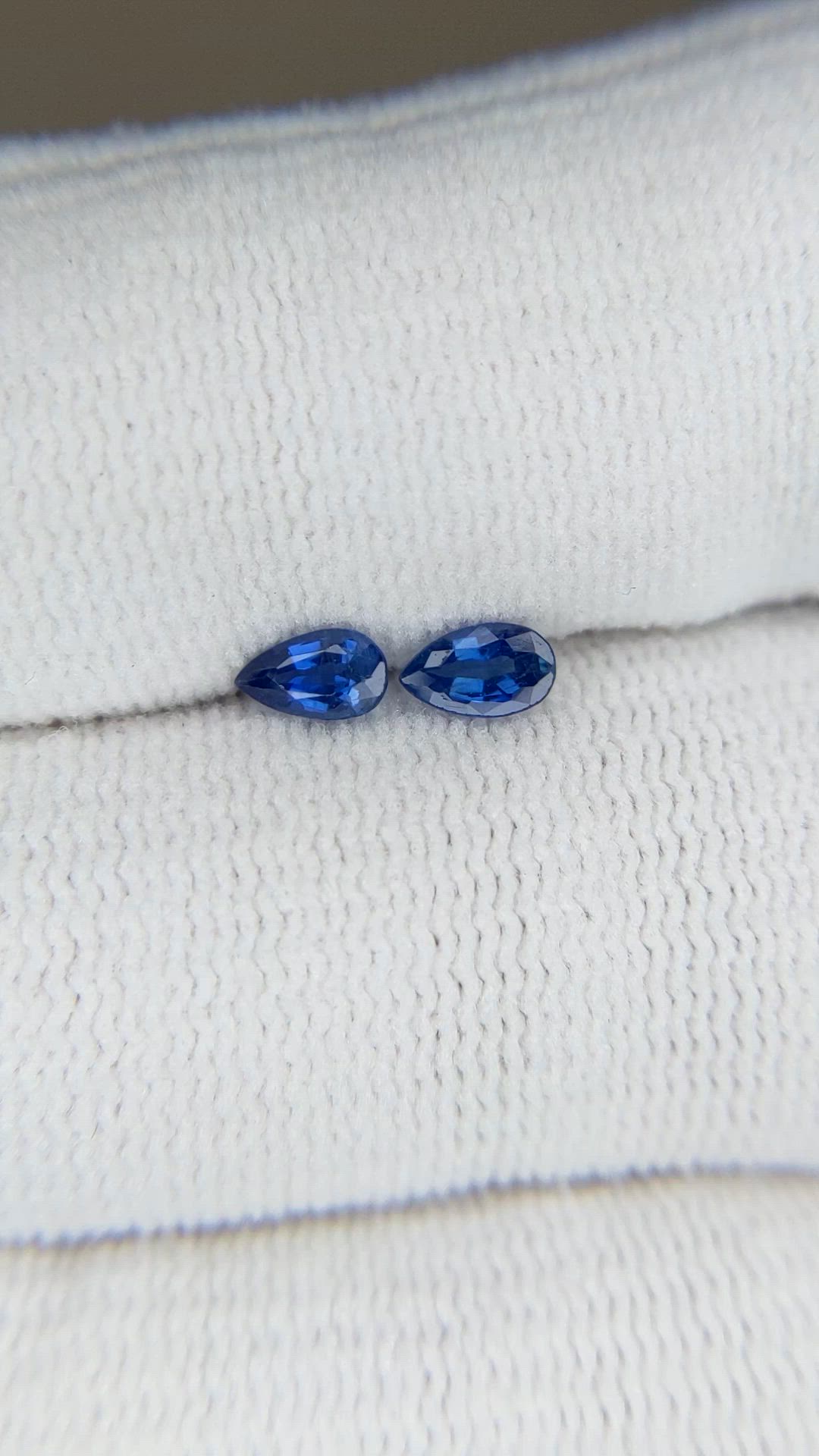 0.46 Ct.Tw.Total Carat Weight Blue Sapphire Pair from Ceylon (Sri Lanka) Size Video