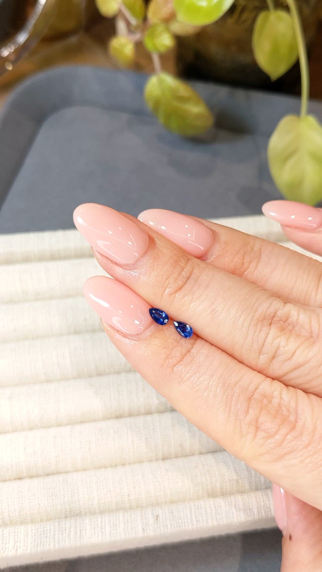 0.46 Ct.Tw.Total Carat Weight Blue Sapphire Pair from Ceylon (Sri Lanka) Size Video