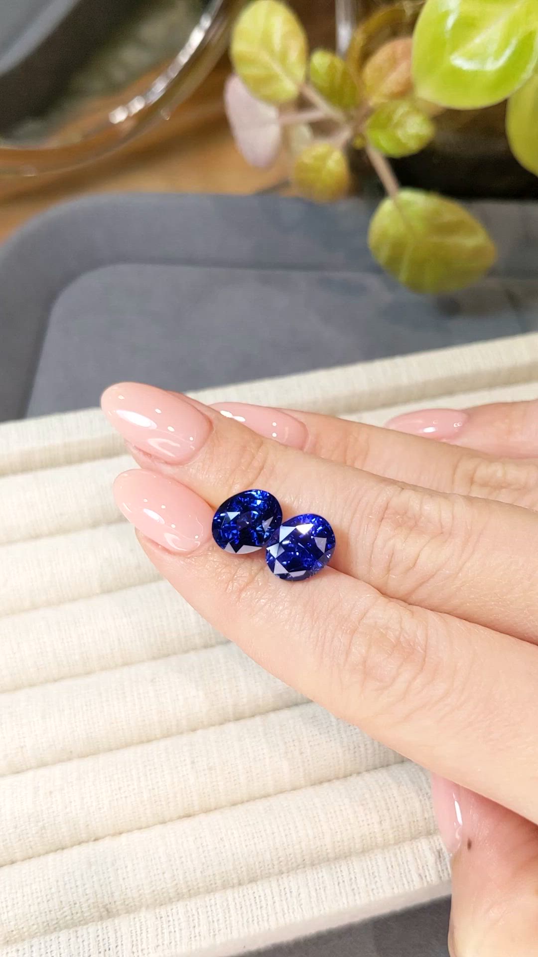 11.35&nbsp;Ct.Tw.Total Carat Weight Blue Sapphire Pair from Ceylon (Sri Lanka) Size Video