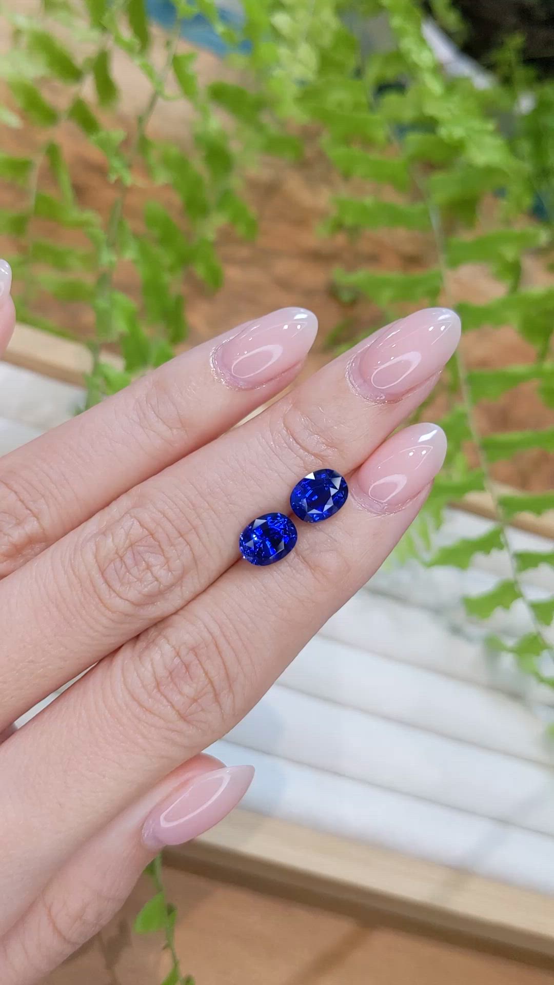 4.04&nbsp;Ct.Tw.Total Carat Weight Blue Sapphire Pair from Ceylon (Sri Lanka) Size Video