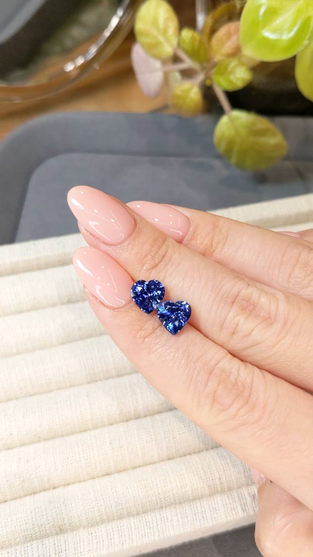 4.29 Ct.Tw.Total Carat Weight Blue Sapphire Pair from Ceylon (Sri Lanka) Size Video